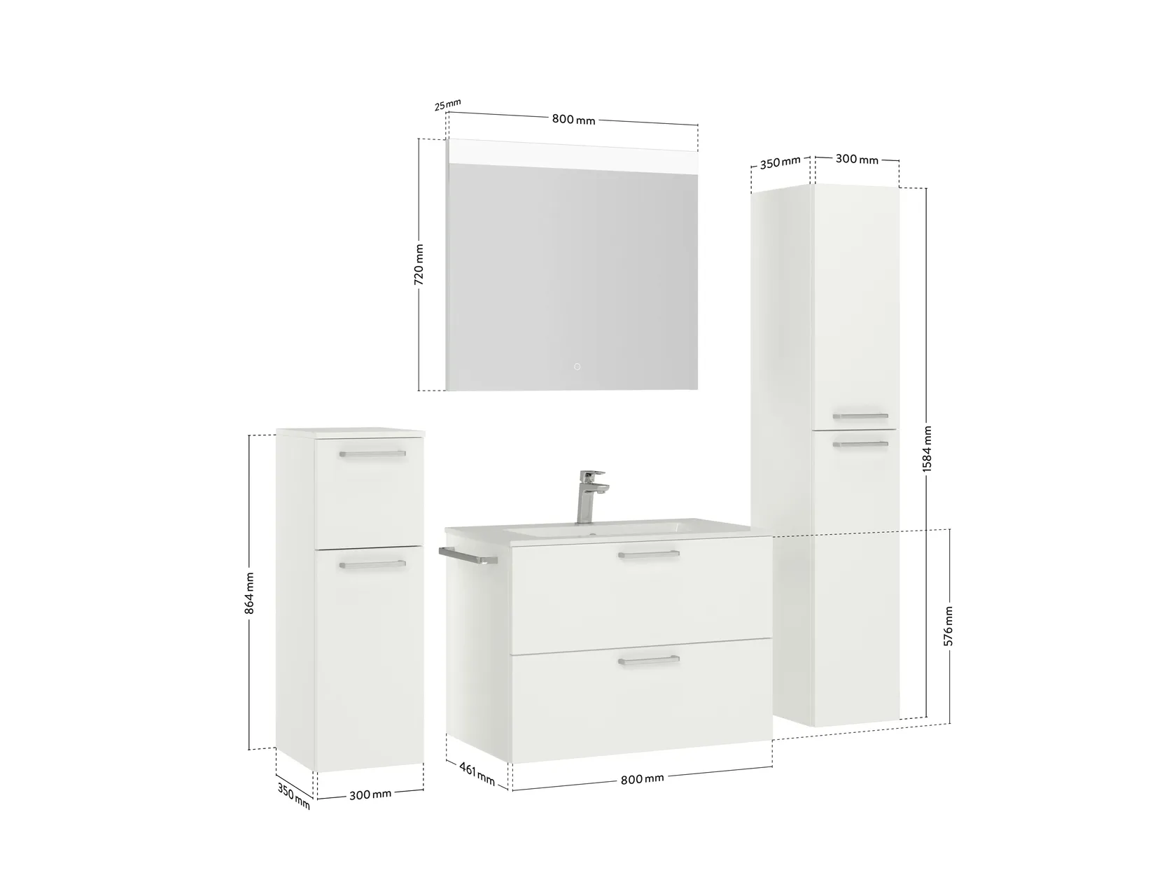 Atlas Ensemble sous vasque avec miroir et colonnes 4