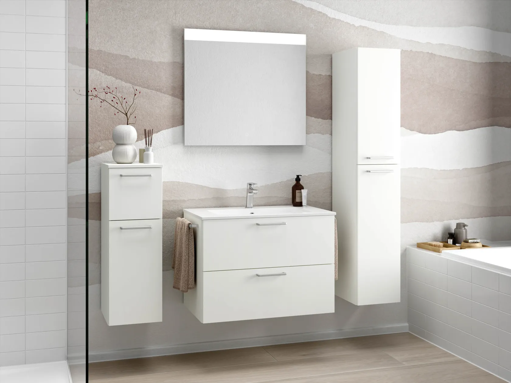 Atlas Ensemble sous vasque avec miroir et colonnes 0