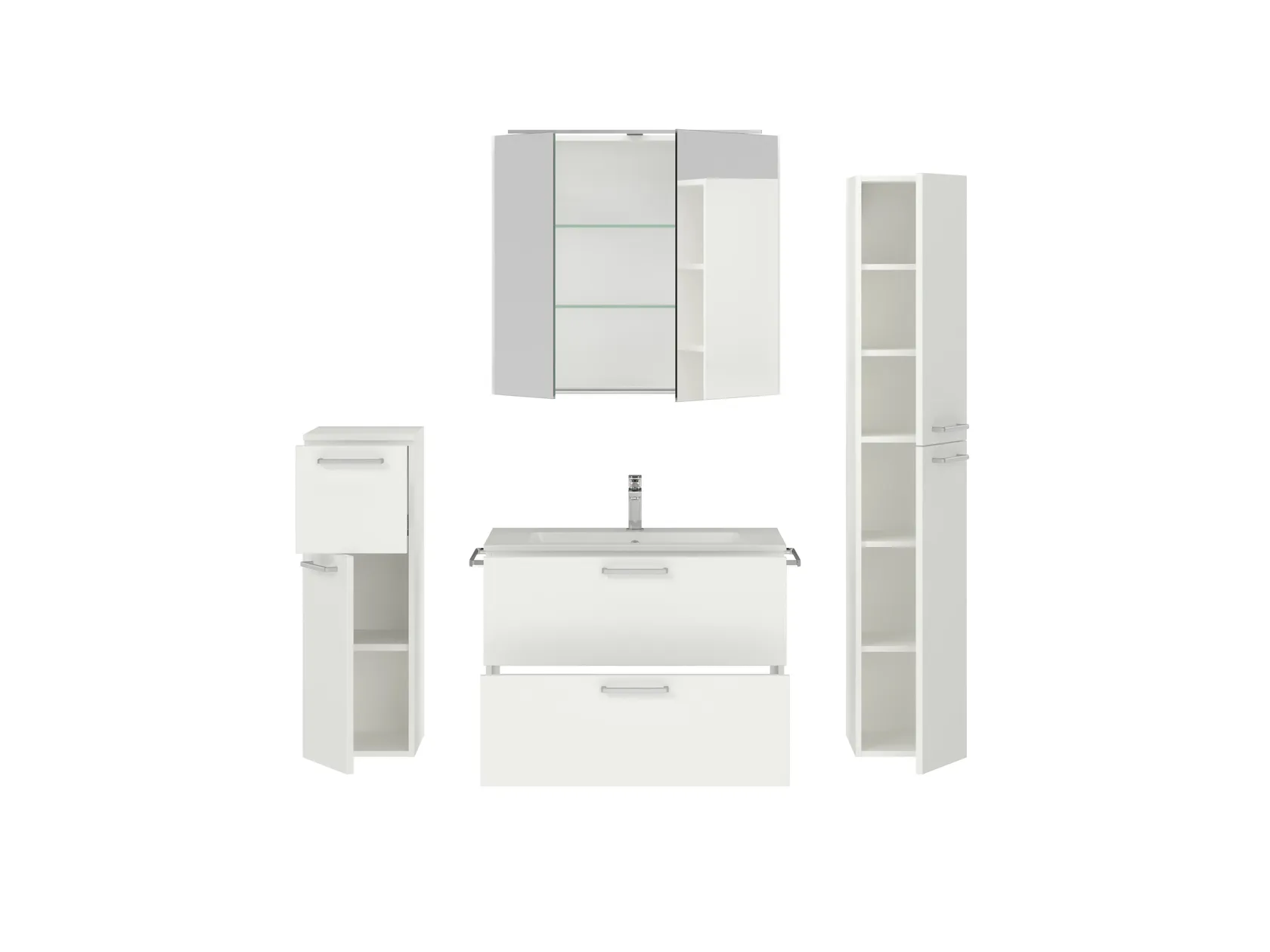 Atlas Ensemble sous vasque avec miroir et colonnes 2