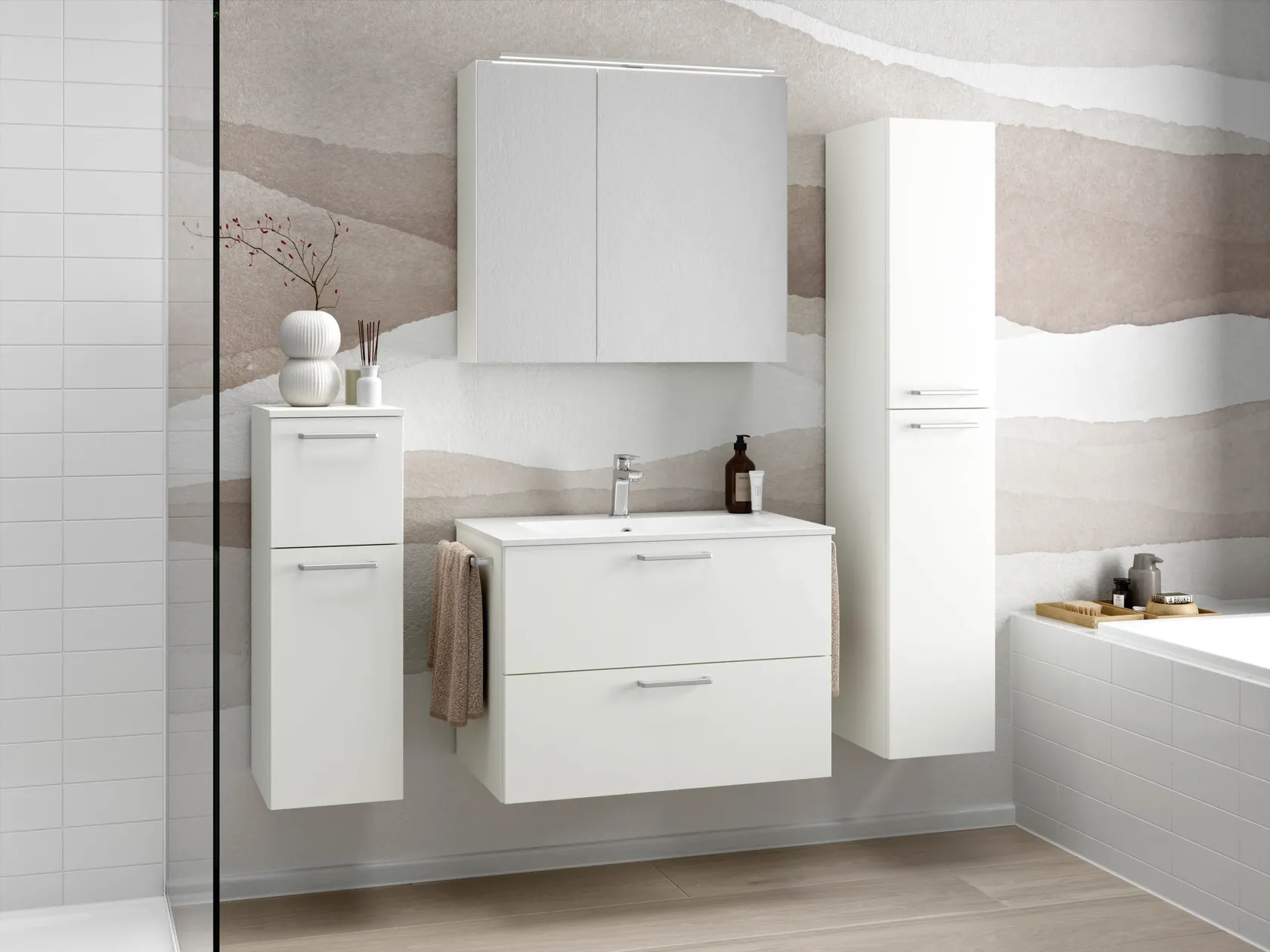 Atlas Ensemble sous vasque avec miroir et colonnes 0