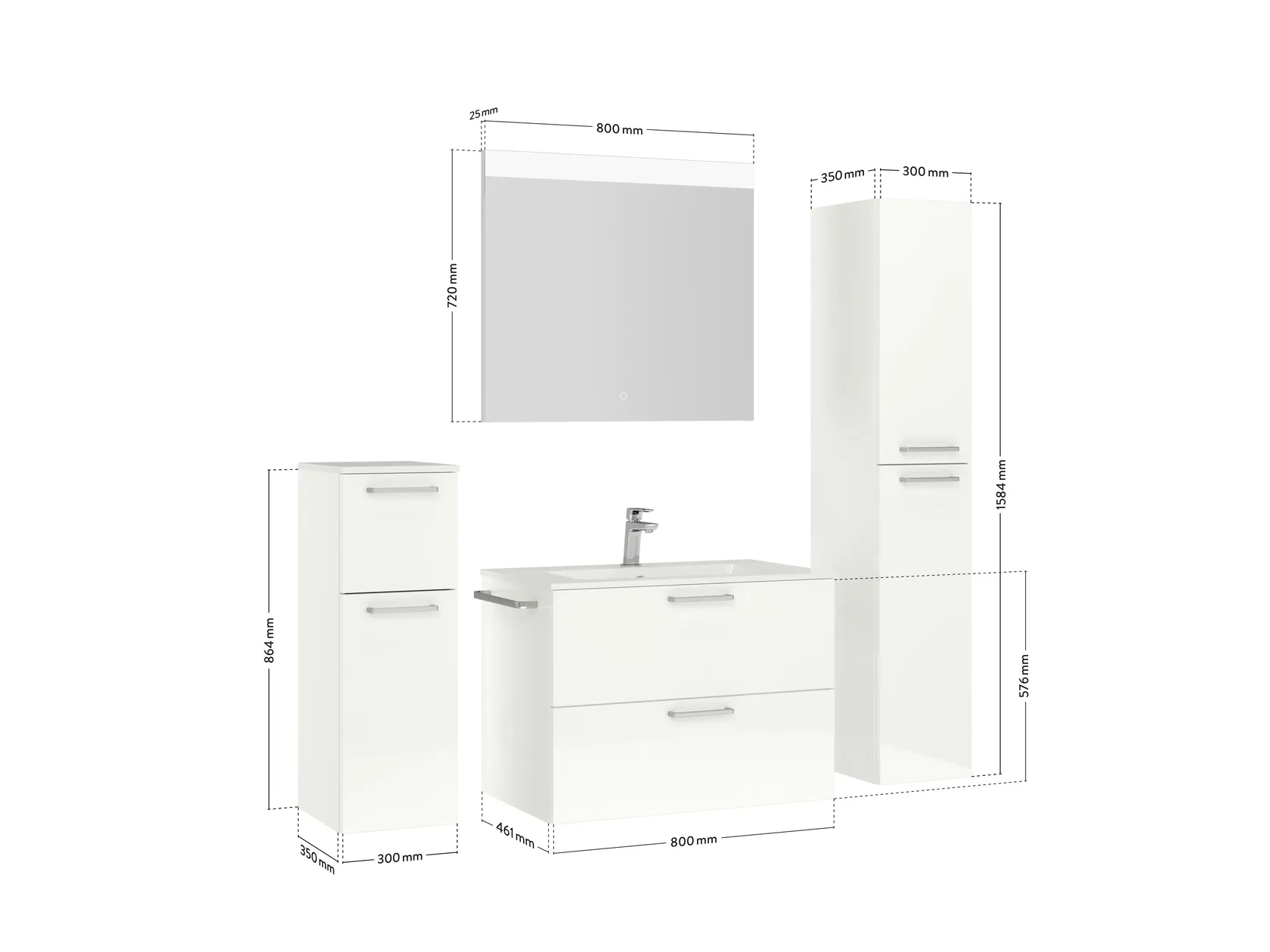 Atlas Ensemble sous vasque avec miroir et colonnes 4