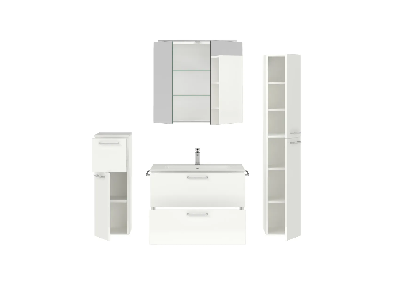 Atlas Ensemble sous vasque avec miroir et colonnes 2