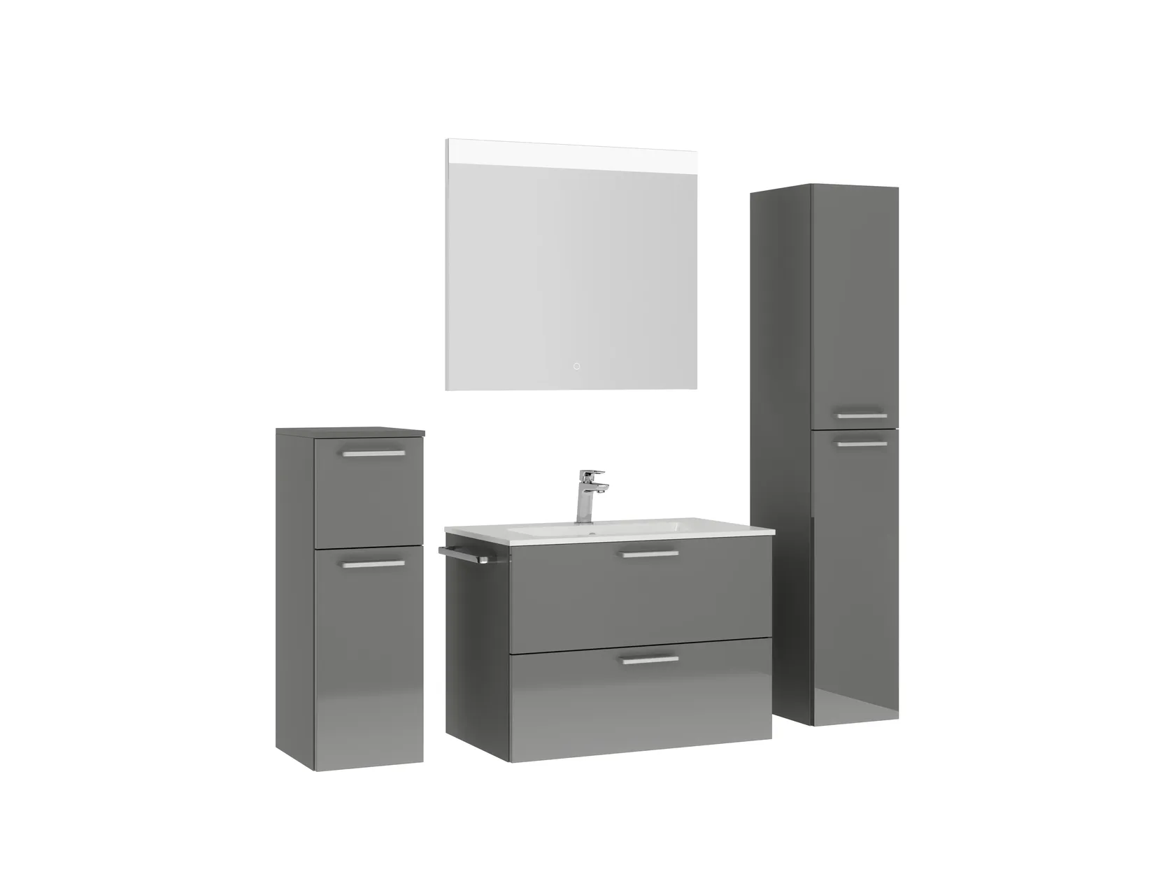 Atlas Ensemble sous vasque avec miroir et colonnes 3