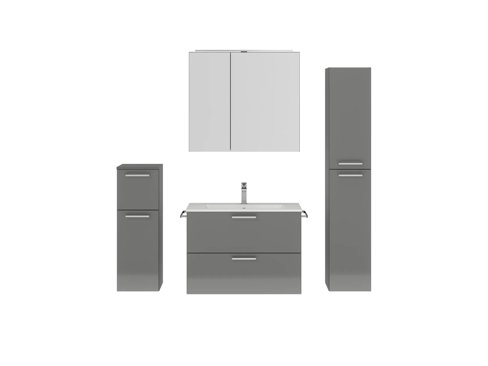 Atlas Ensemble sous vasque avec miroir et colonnes 1