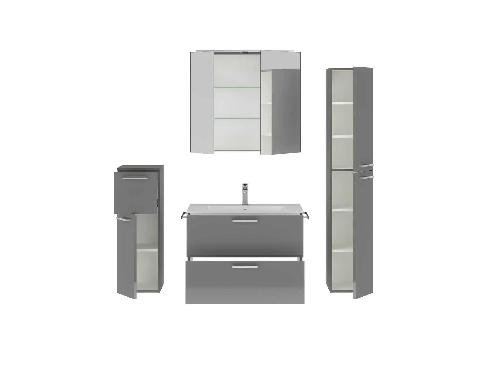 Atlas Ensemble sous vasque avec miroir et colonnes 2