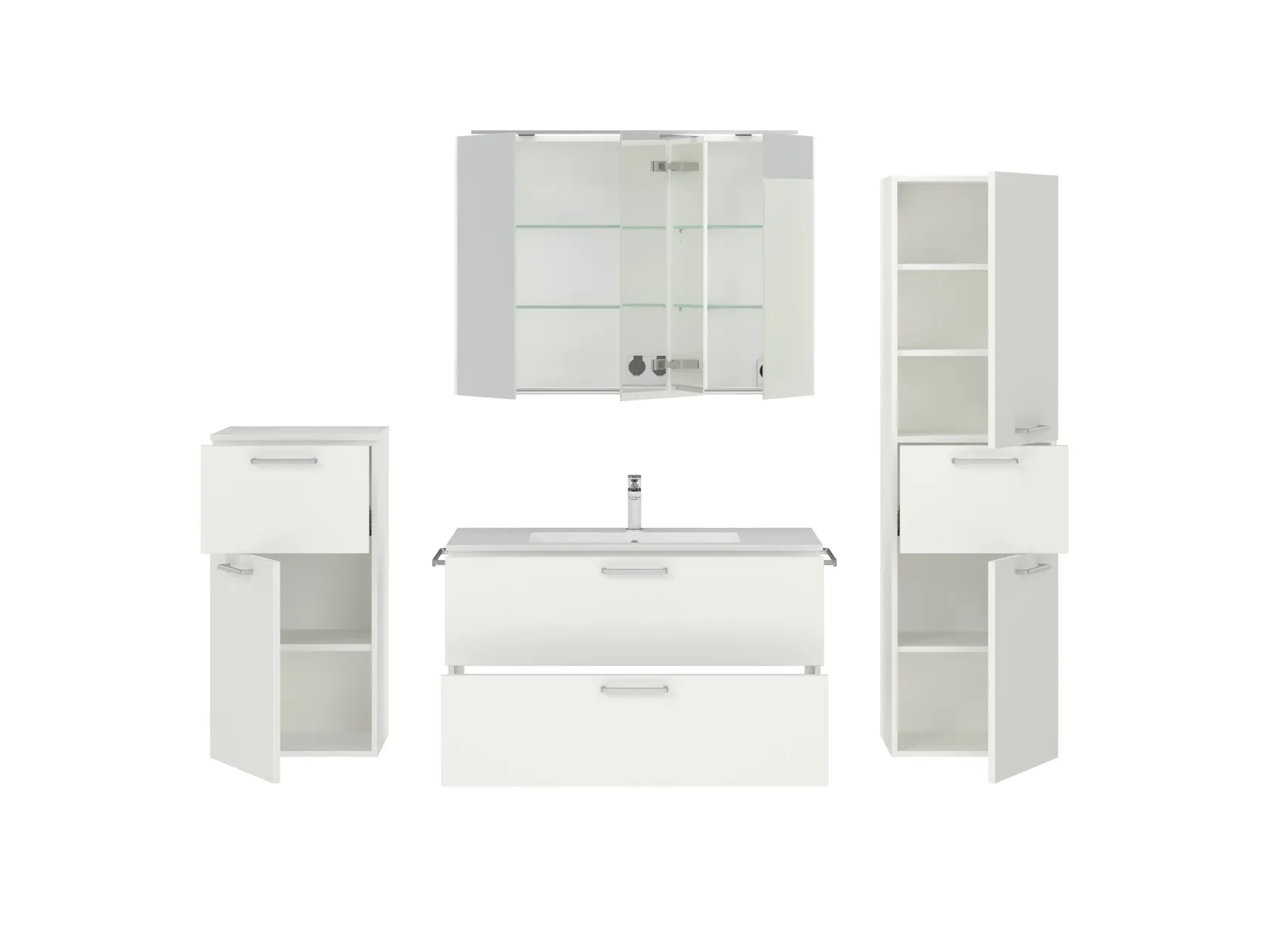 Atlas Ensemble sous vasque avec miroir et colonnes 2