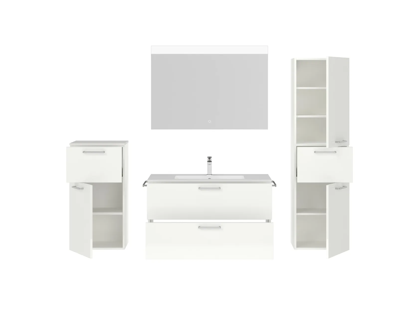 Atlas Ensemble sous vasque avec miroir et colonnes 2