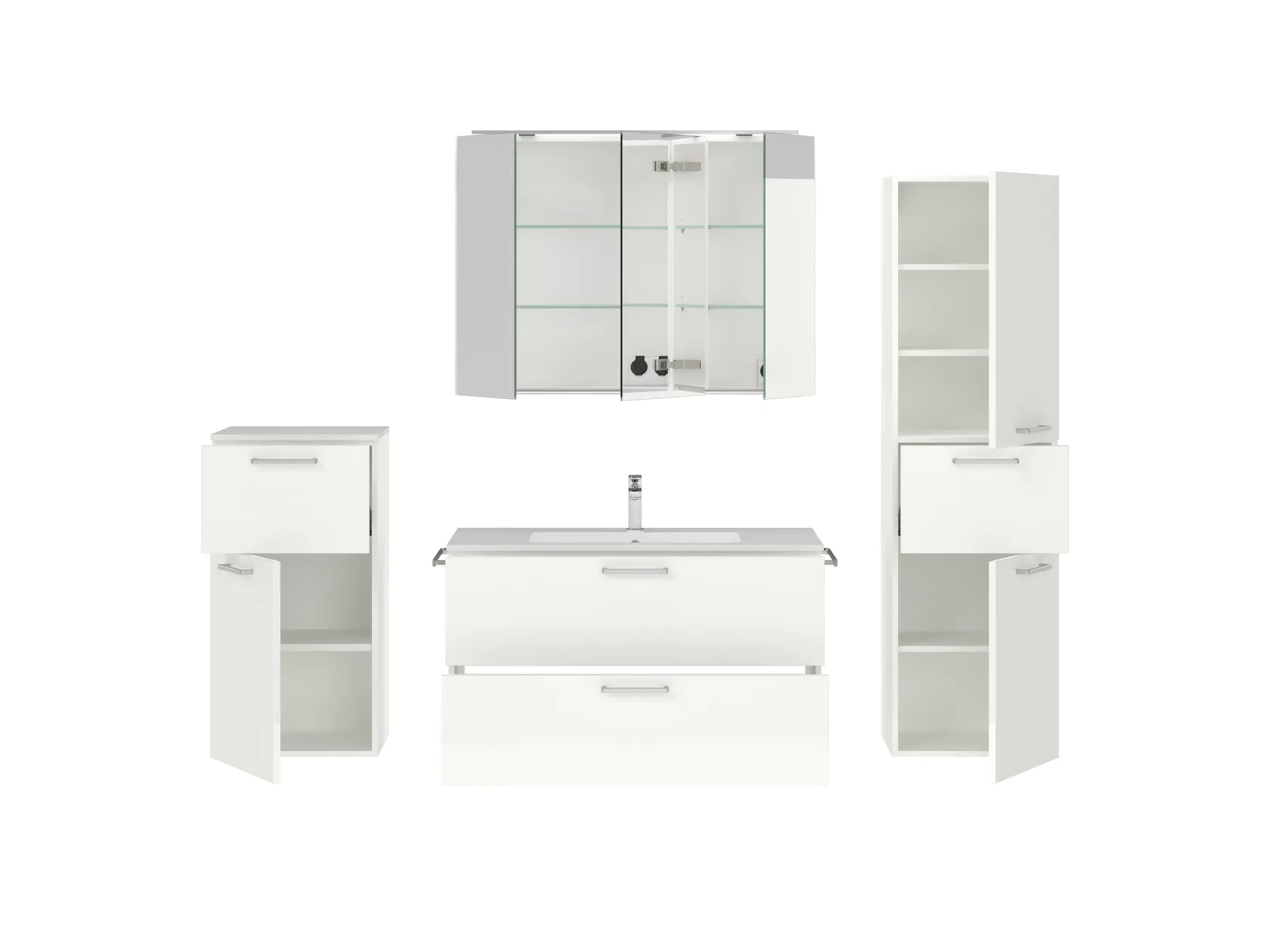 Atlas Ensemble sous vasque avec miroir et colonnes 2