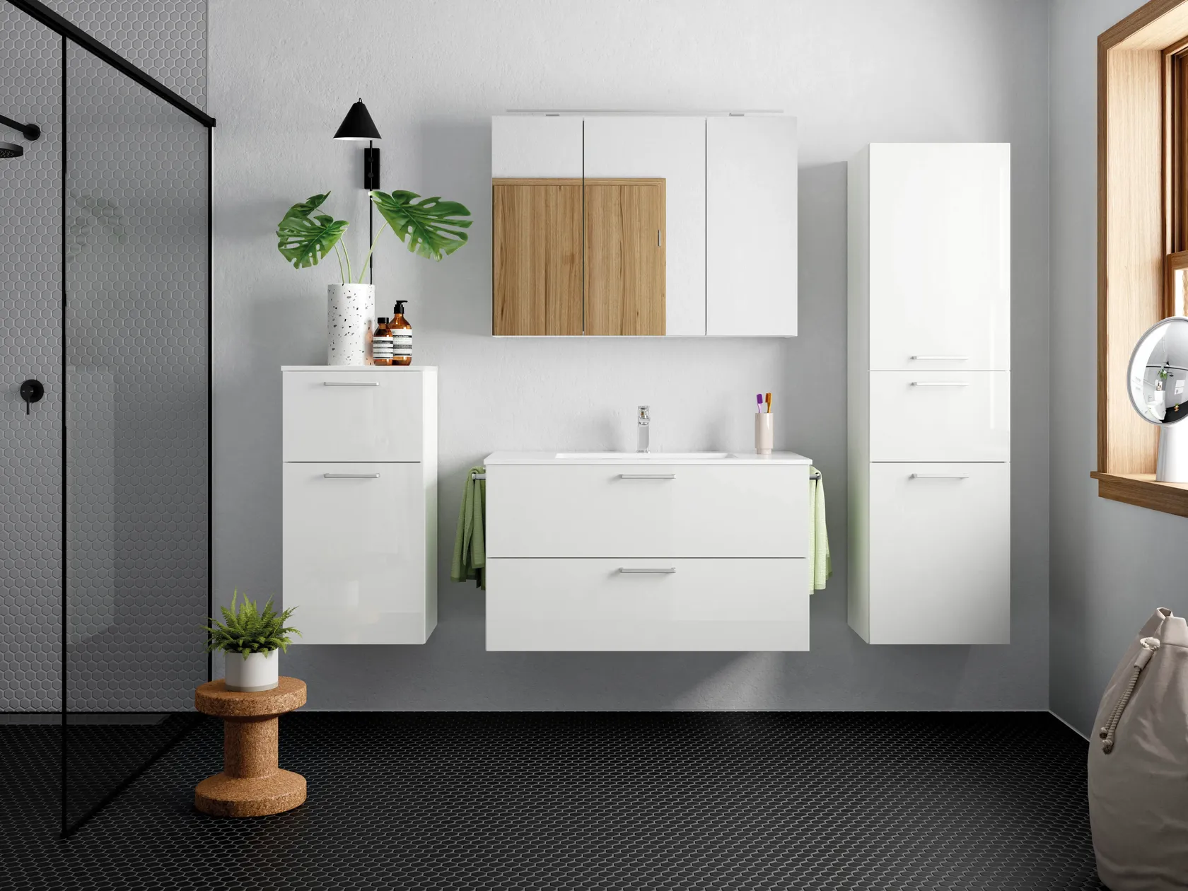 Atlas Ensemble sous vasque avec miroir et colonnes 0