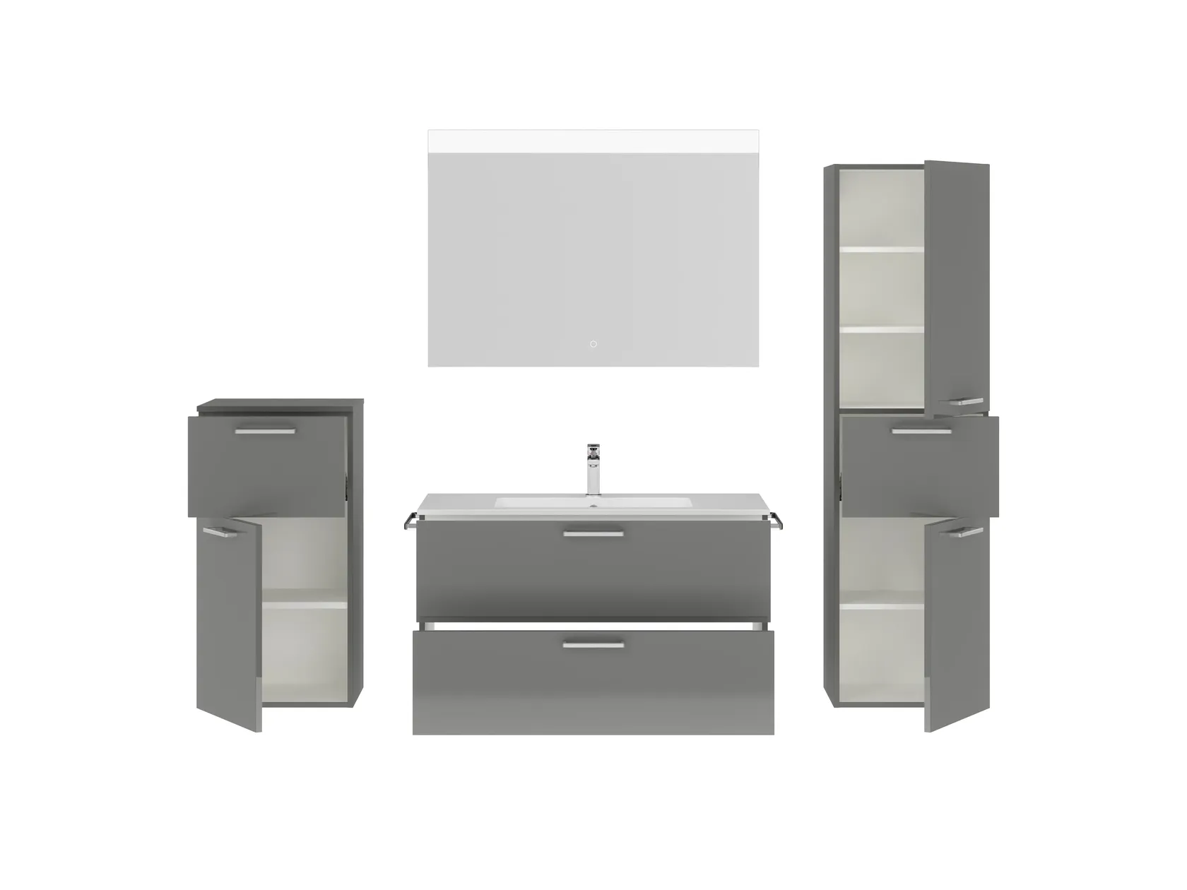 Atlas Ensemble sous vasque avec miroir et colonnes 2