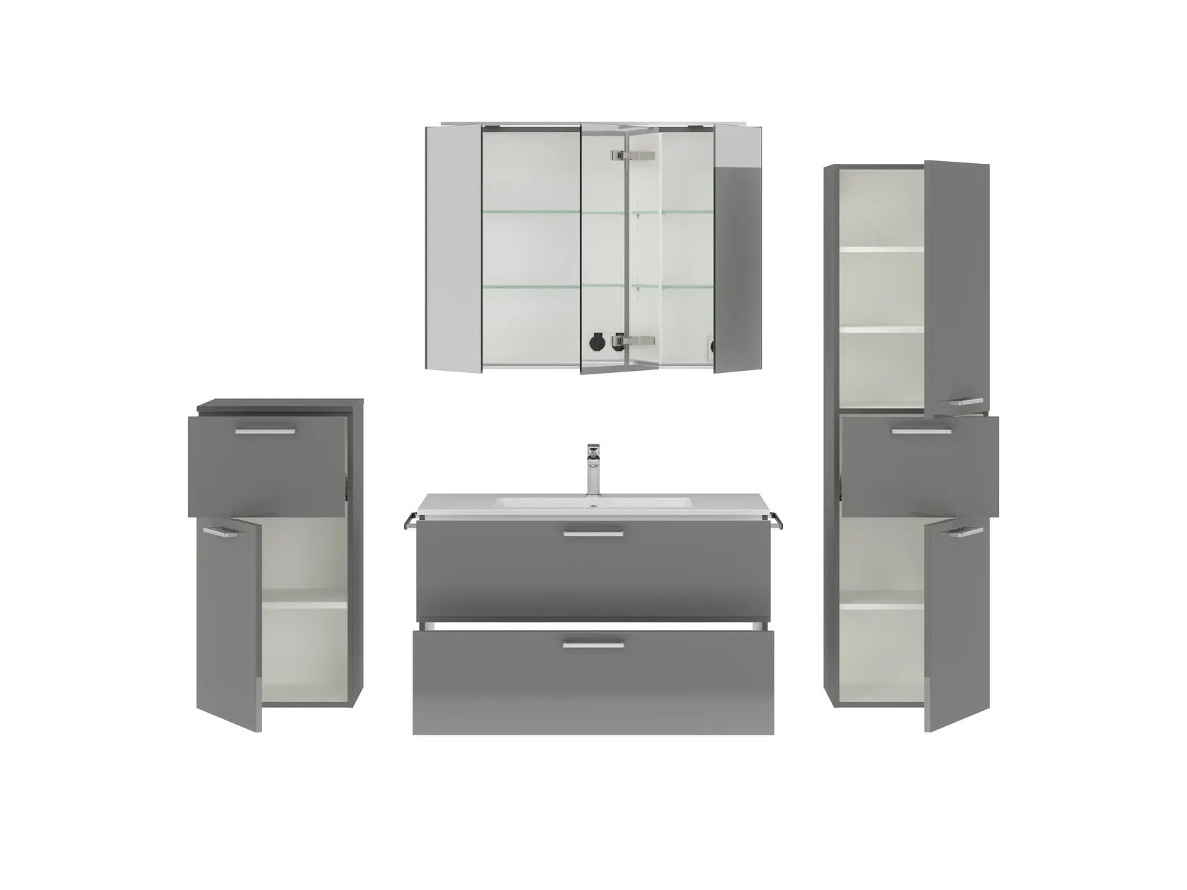 Atlas Ensemble sous vasque avec miroir et colonnes 2