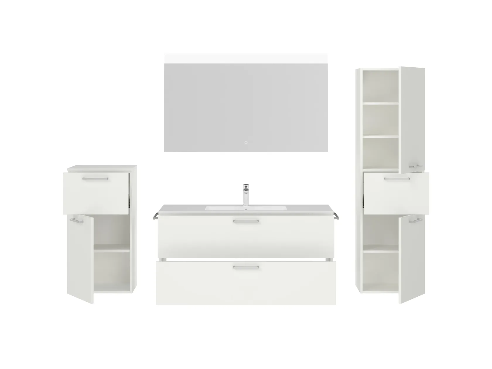 Atlas Ensemble sous vasque avec miroir et colonnes 2