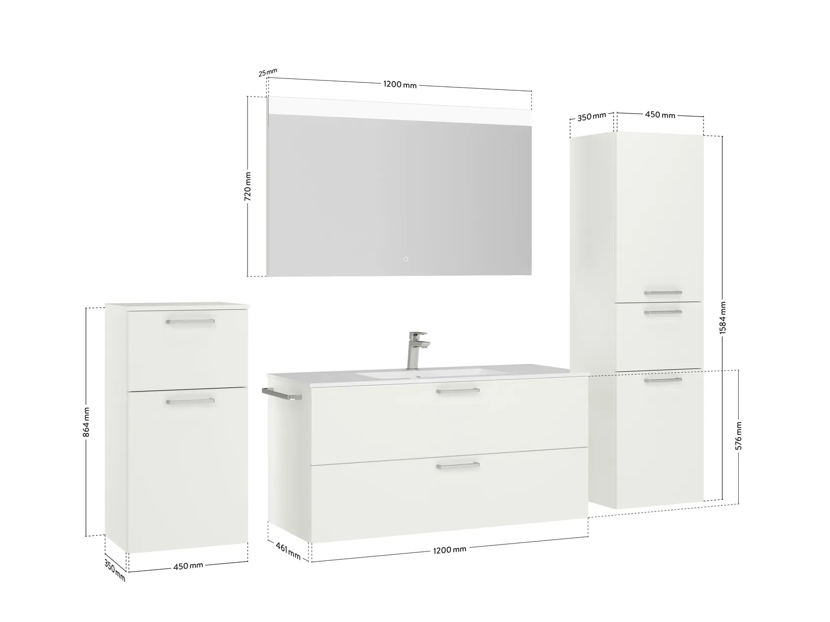 Atlas Ensemble sous vasque avec miroir et colonnes 4