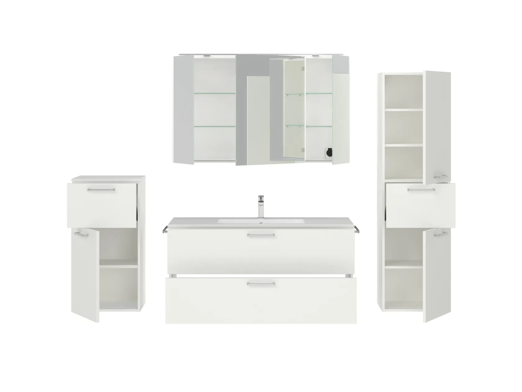 Atlas Ensemble sous vasque avec miroir et colonnes 2