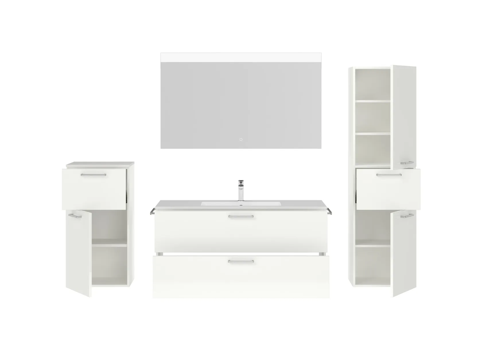 Atlas Ensemble sous vasque avec miroir et colonnes 2