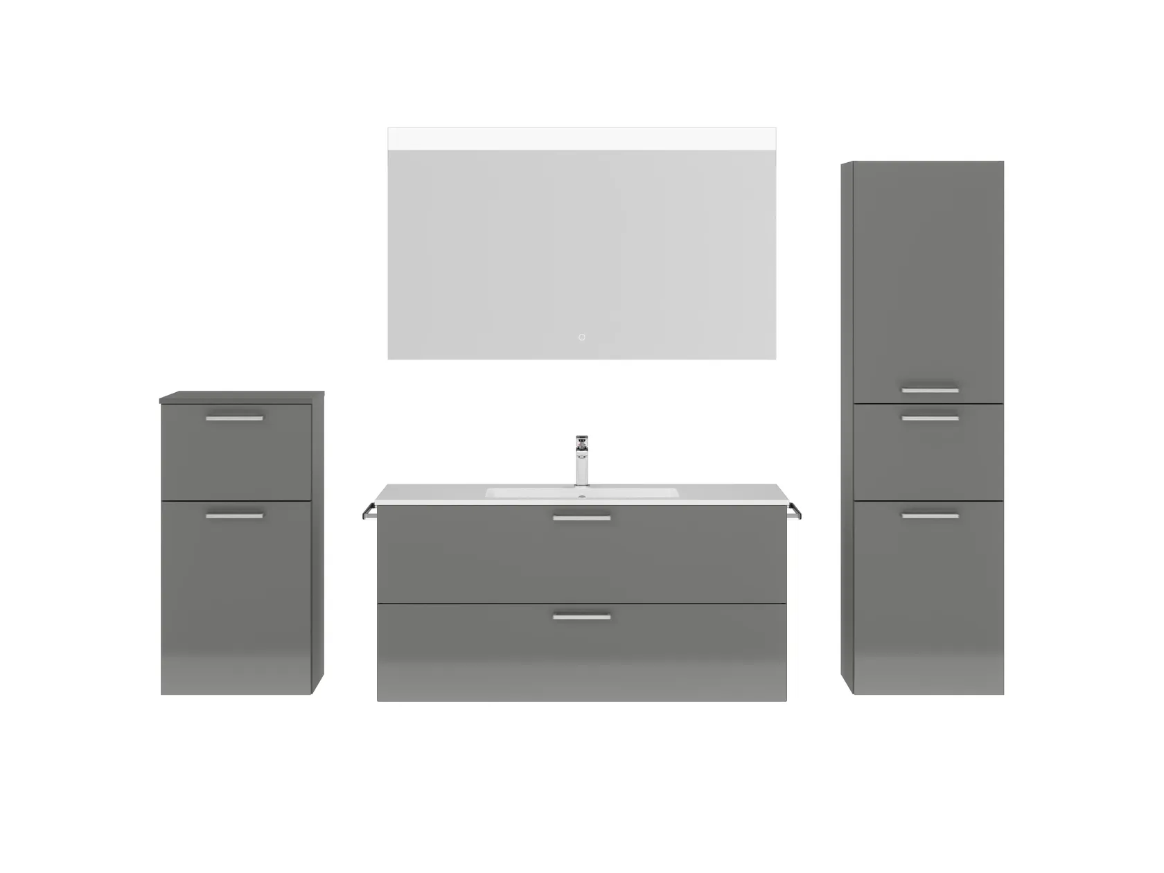 Atlas Ensemble sous vasque avec miroir et colonnes 1