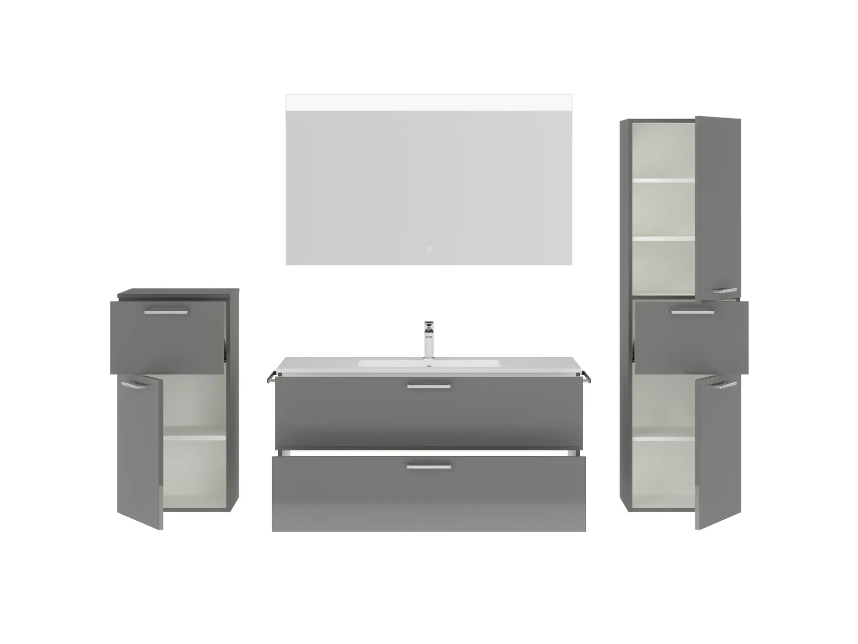 Atlas Ensemble sous vasque avec miroir et colonnes 2