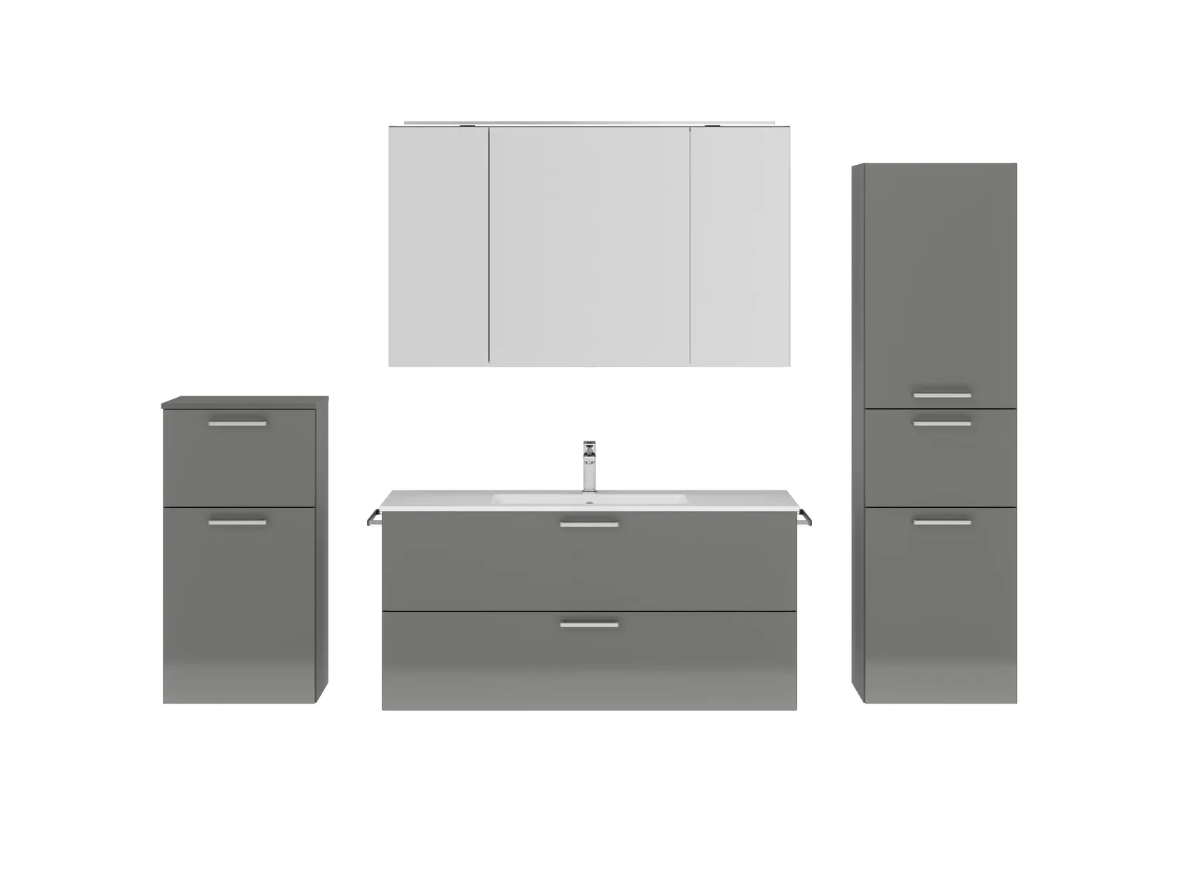 Atlas Ensemble sous vasque avec miroir et colonnes 1