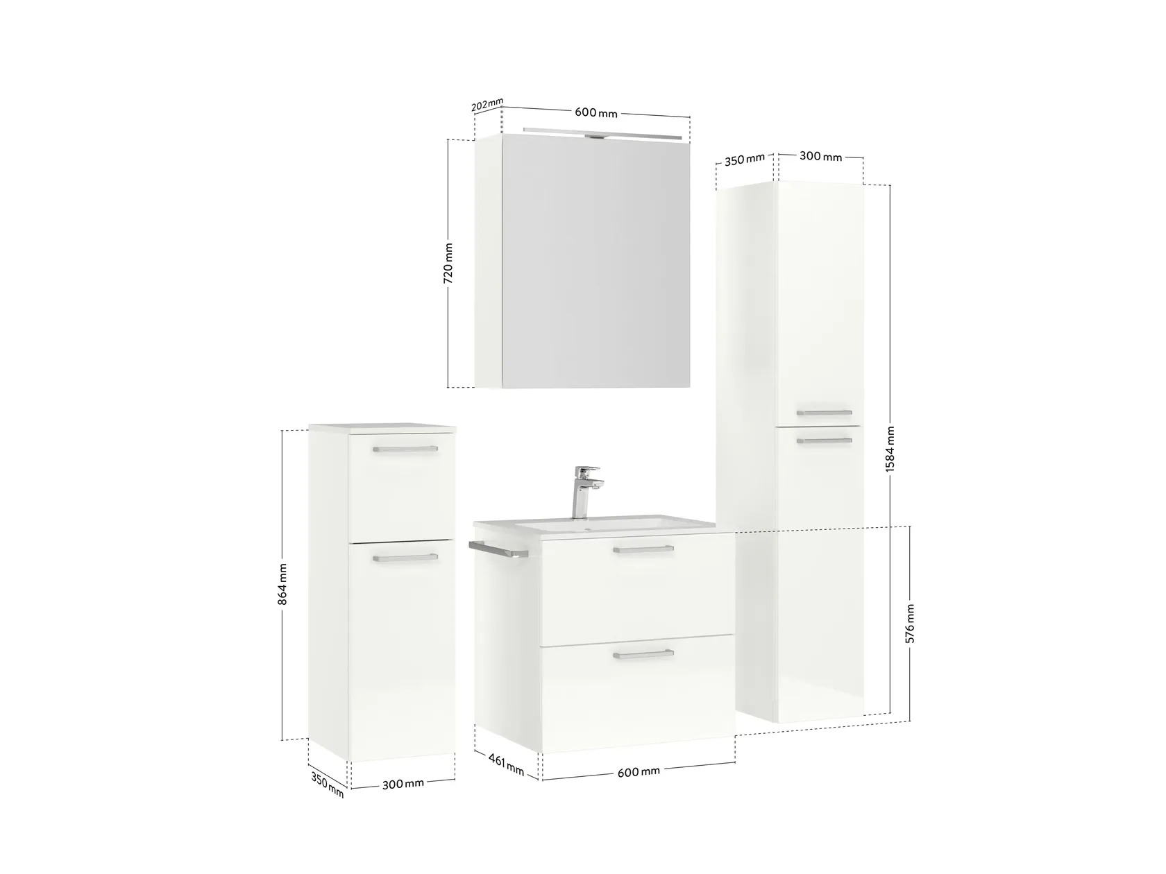 Atlas Ensemble sous vasque avec miroir et colonnes 2