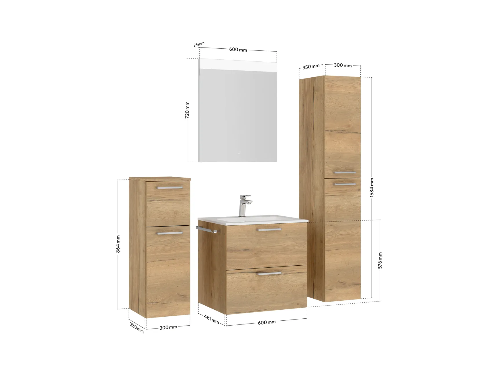 Atlas Ensemble sous vasque avec miroir et colonnes 2