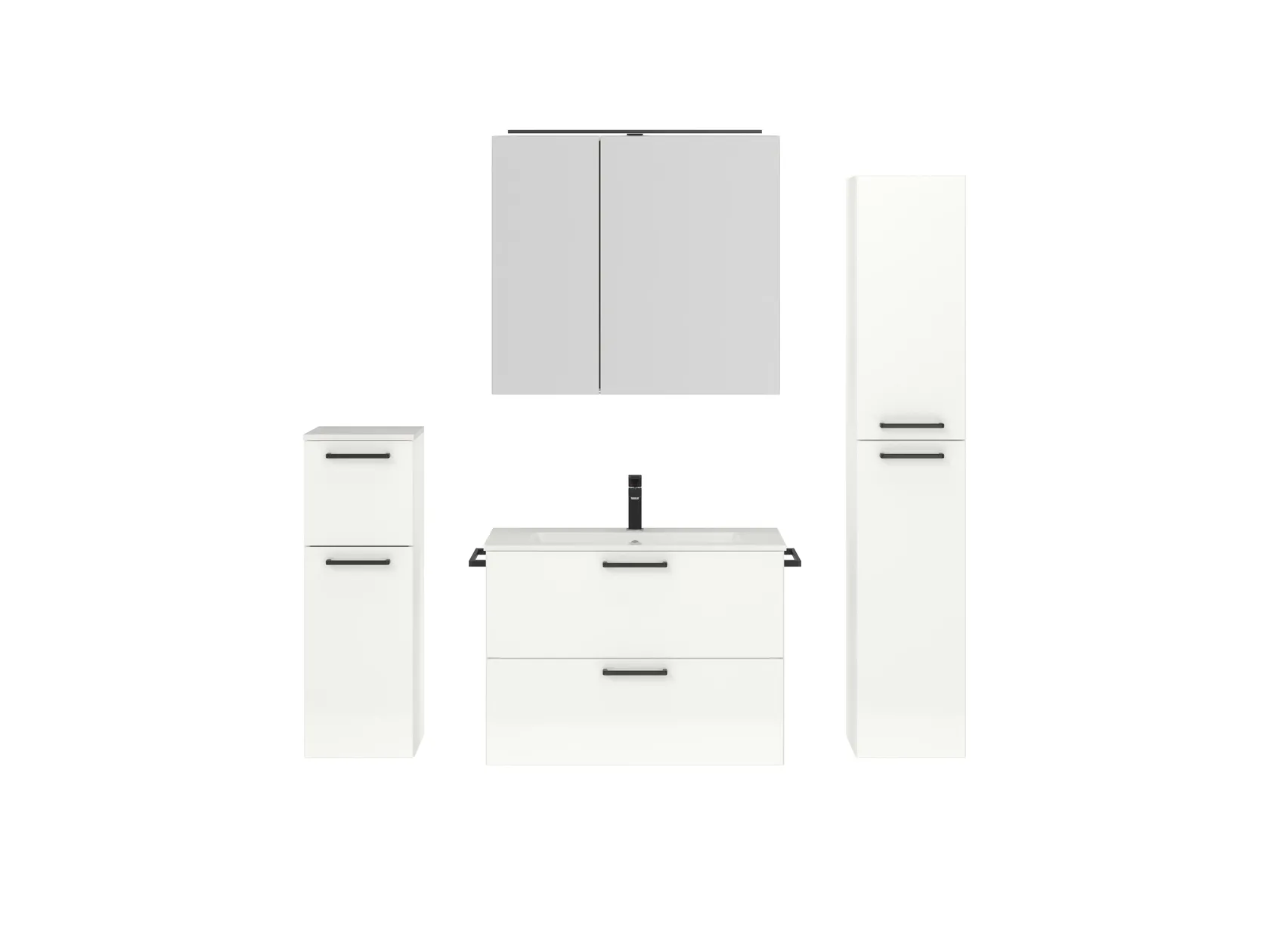 Atlas Ensemble sous vasque avec miroir et colonnes 1