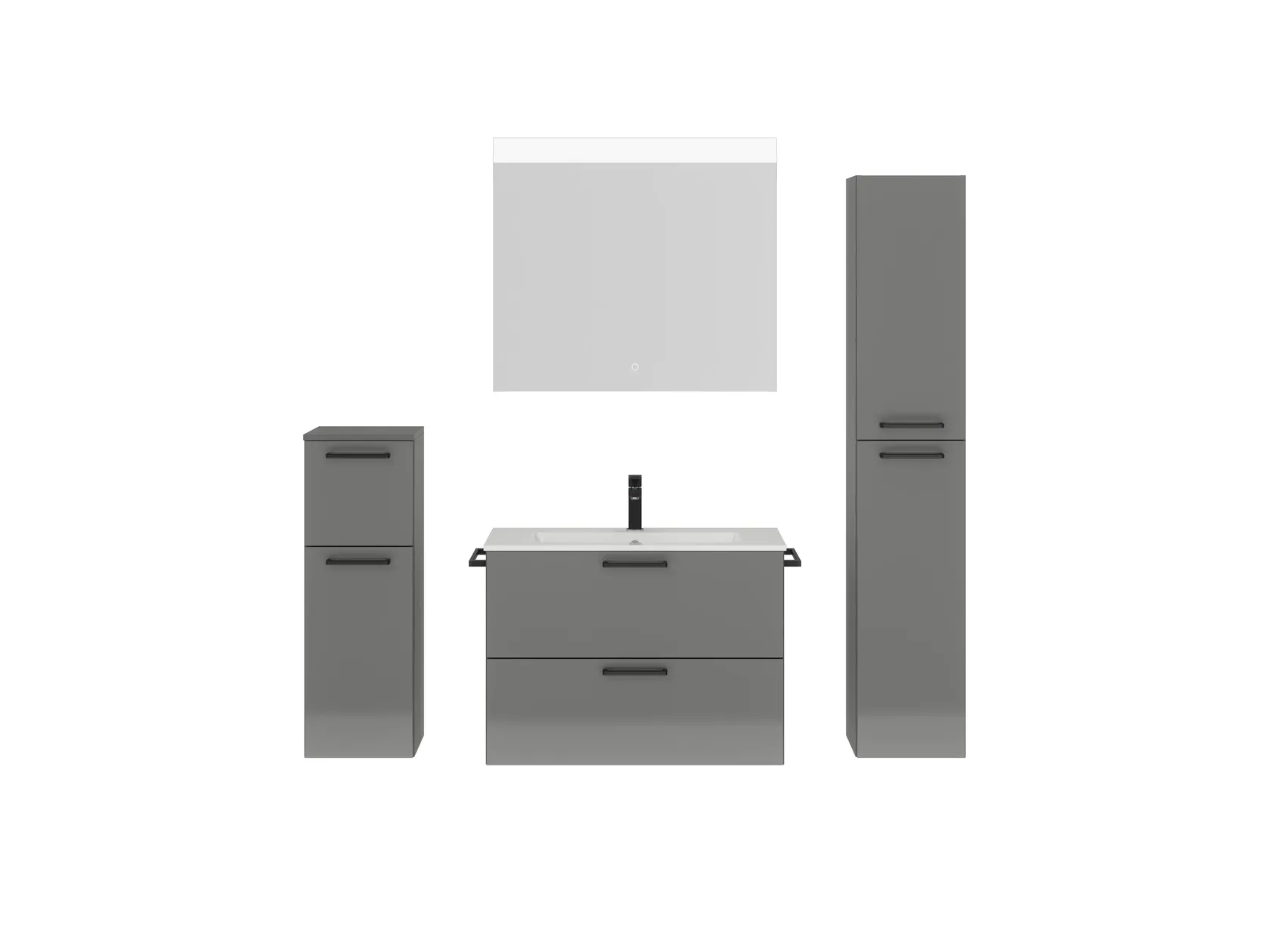 Atlas Ensemble sous vasque avec miroir et colonnes 1