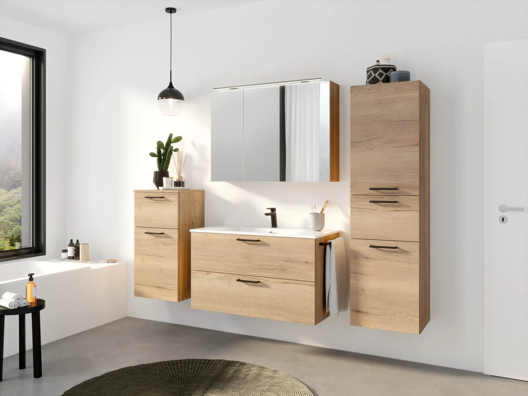 Atlas Ensemble sous vasque avec miroir et colonnes 0