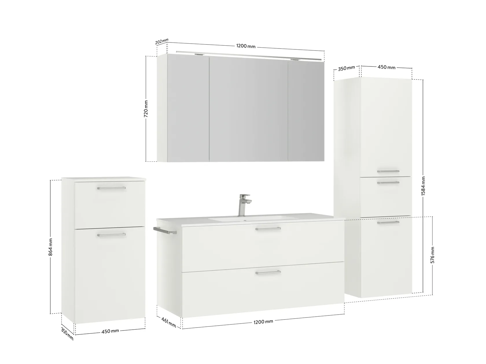 Atlas Ensemble sous vasque avec miroir et colonnes 2