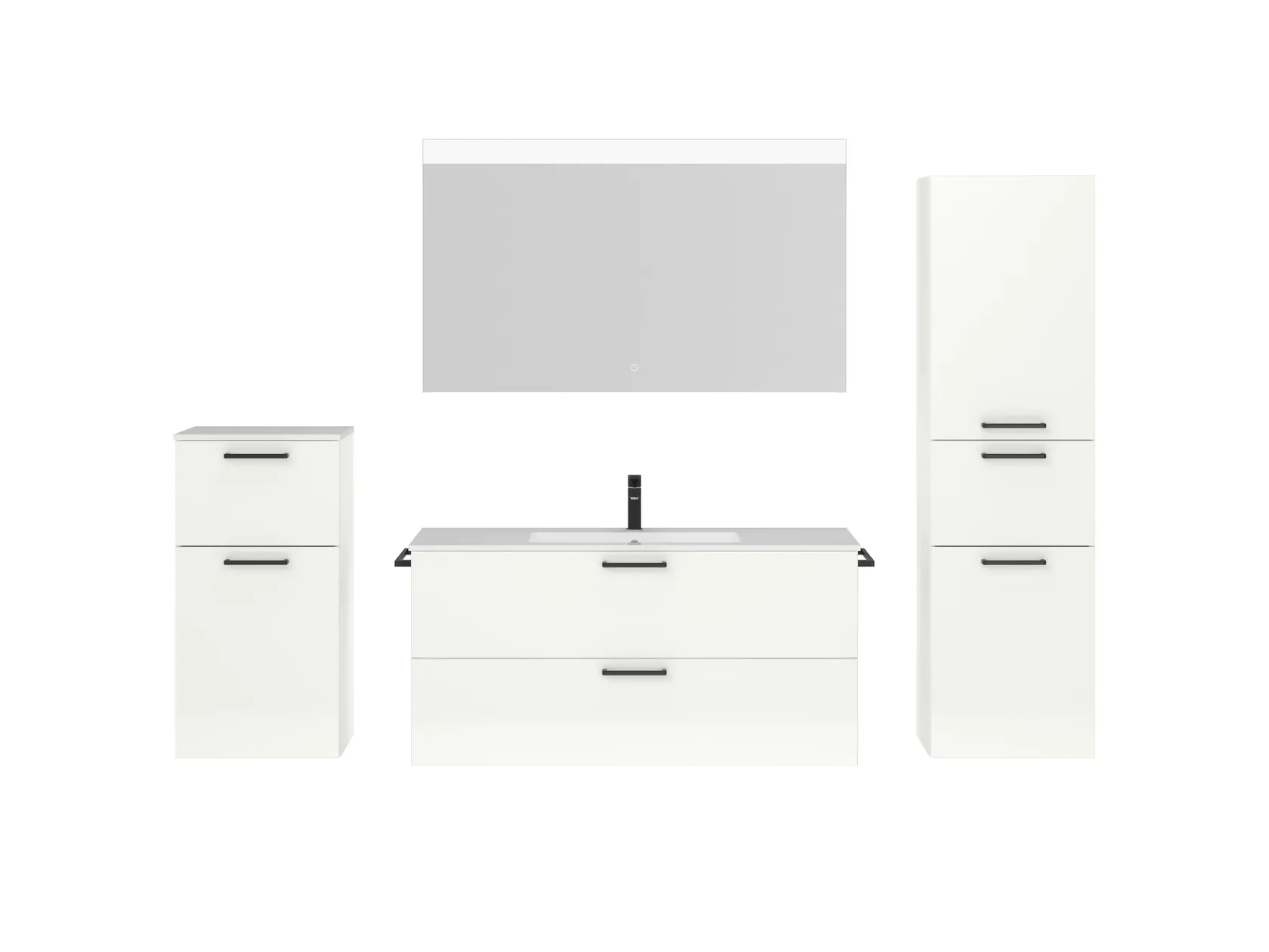 Atlas Ensemble sous vasque avec miroir et colonnes 1