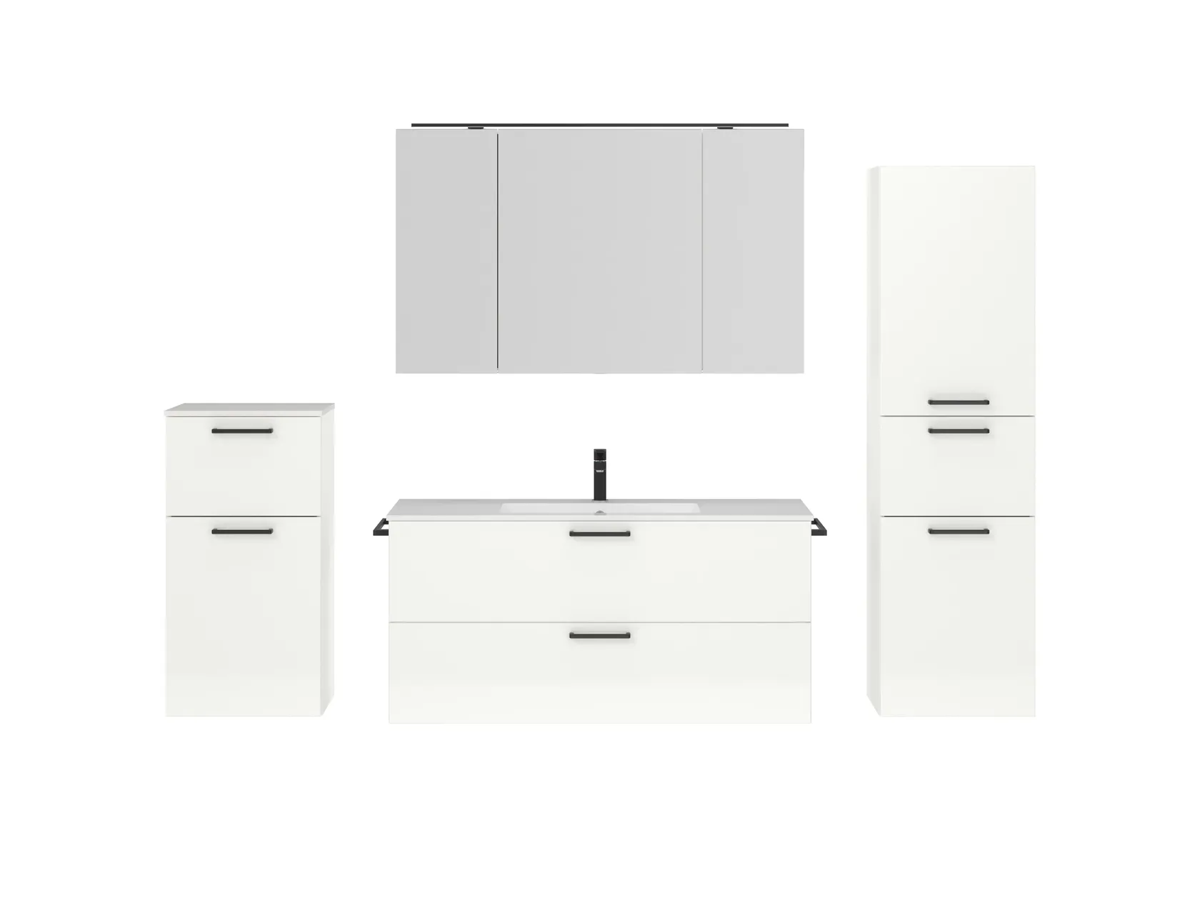 Atlas Ensemble sous vasque avec miroir et colonnes 1