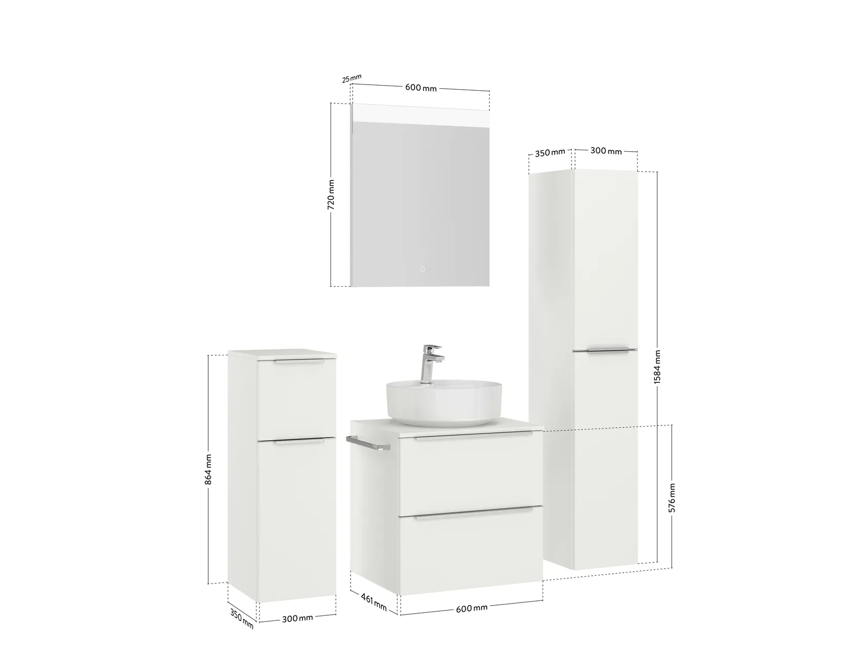Atlas Ensemble sous vasque avec miroir et colonnes 4