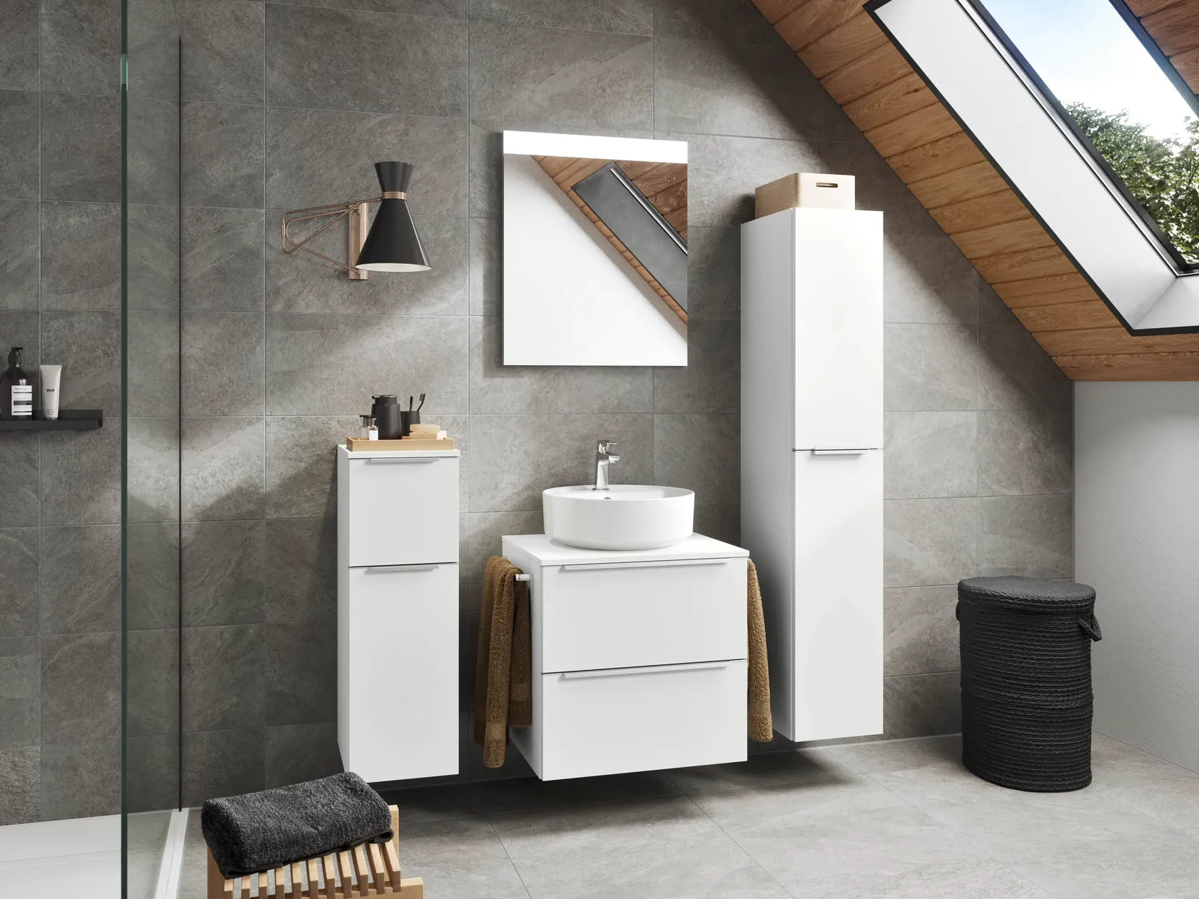 Atlas Ensemble sous vasque avec miroir et colonnes 0