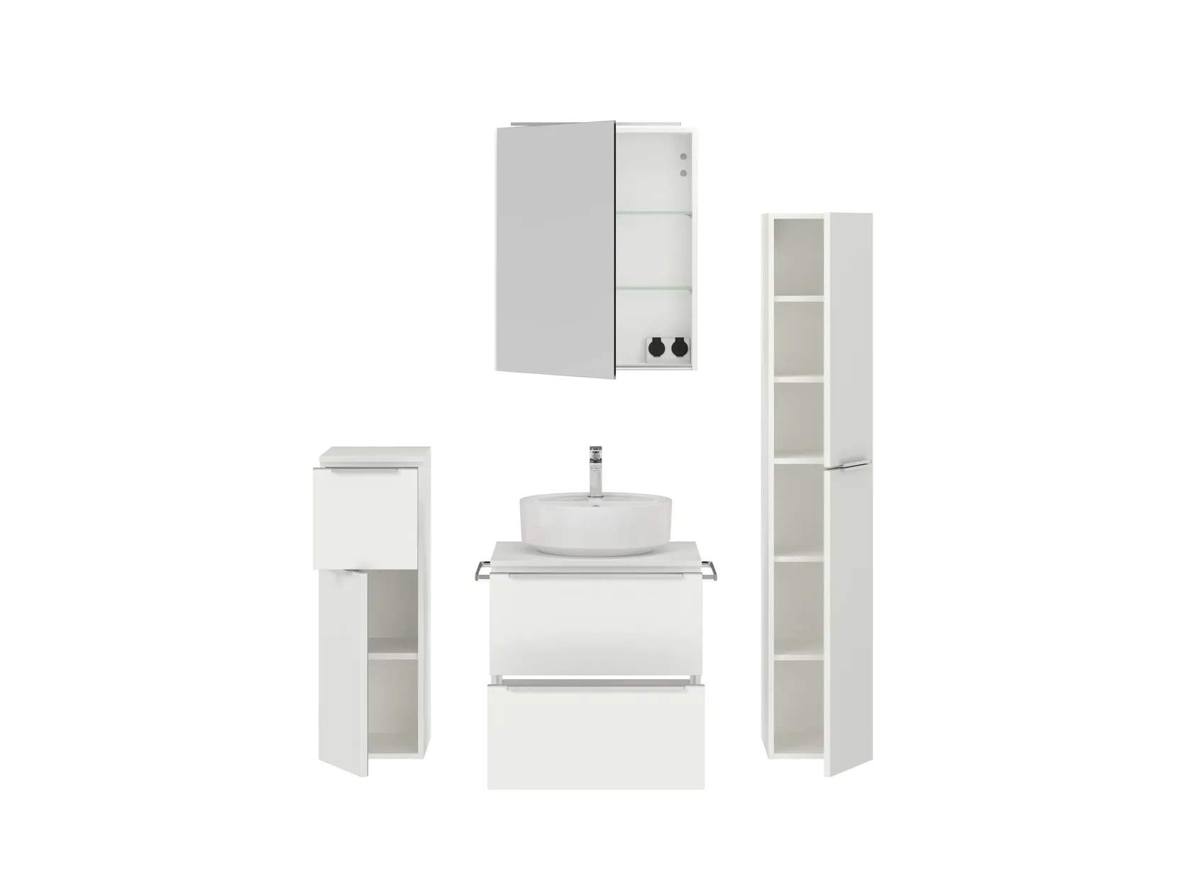 Atlas Ensemble sous vasque avec miroir et colonnes 2