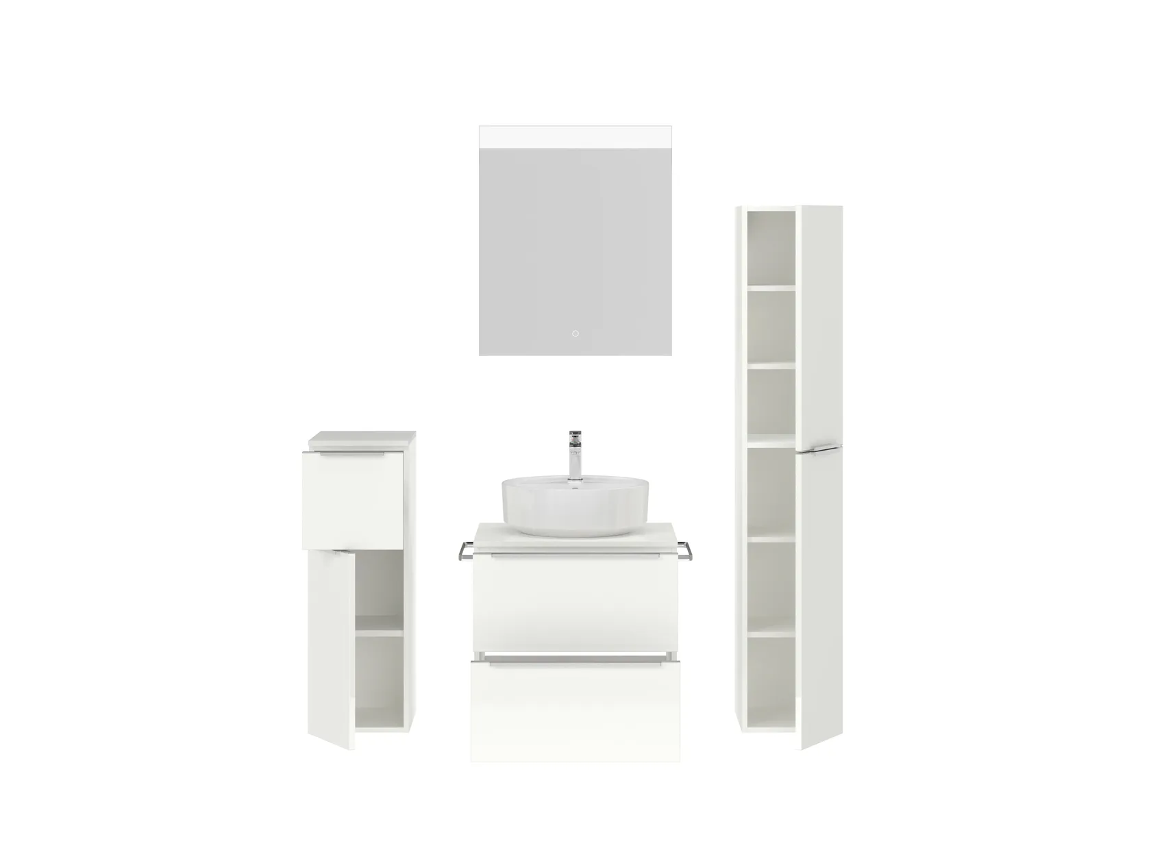 Atlas Ensemble sous vasque avec miroir et colonnes 2