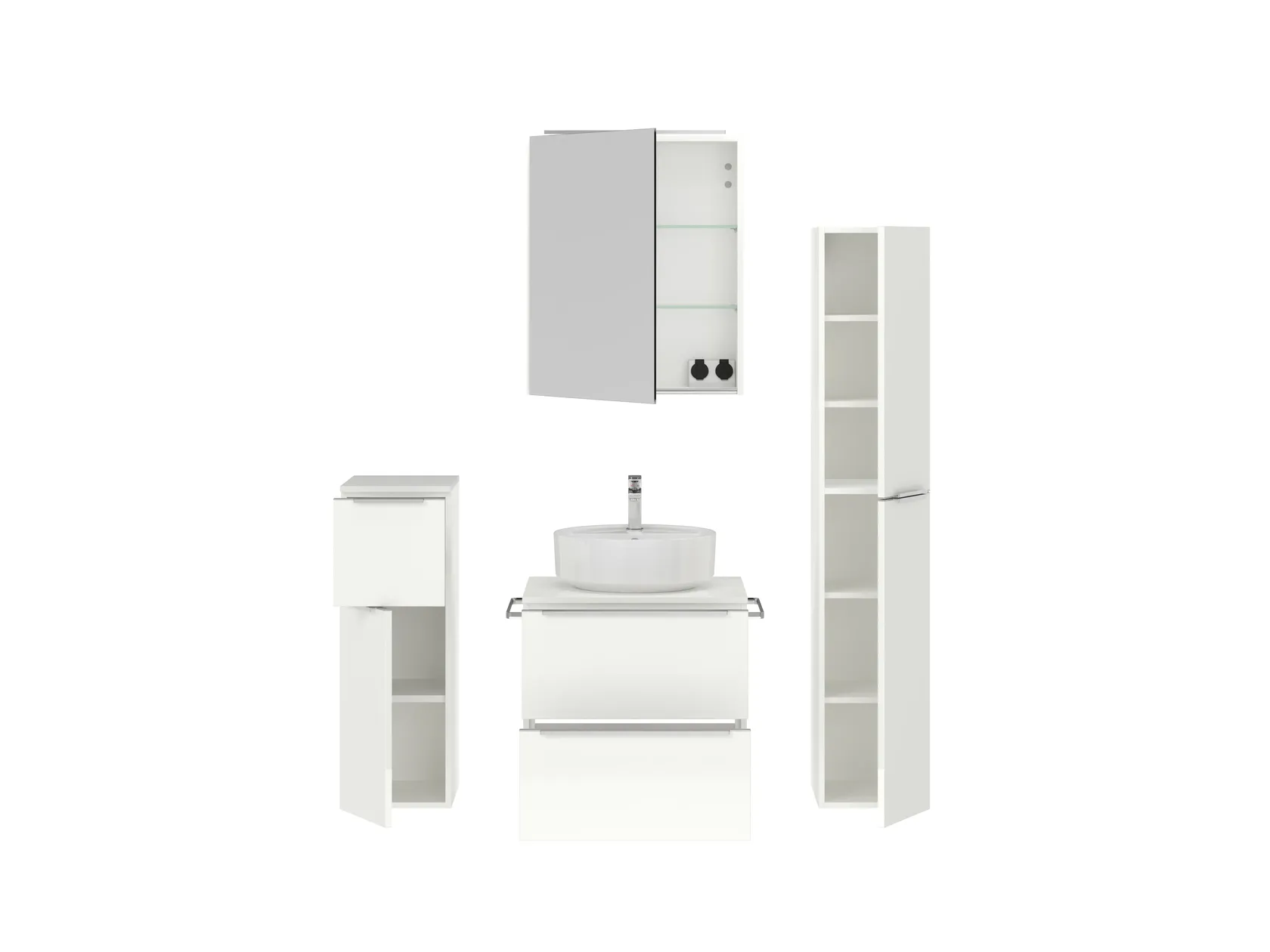 Atlas Ensemble sous vasque avec miroir et colonnes 2