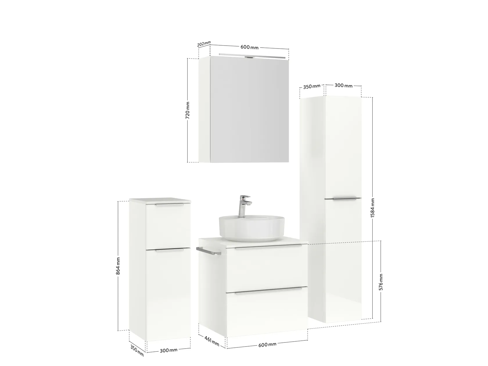 Atlas Ensemble sous vasque avec miroir et colonnes 4