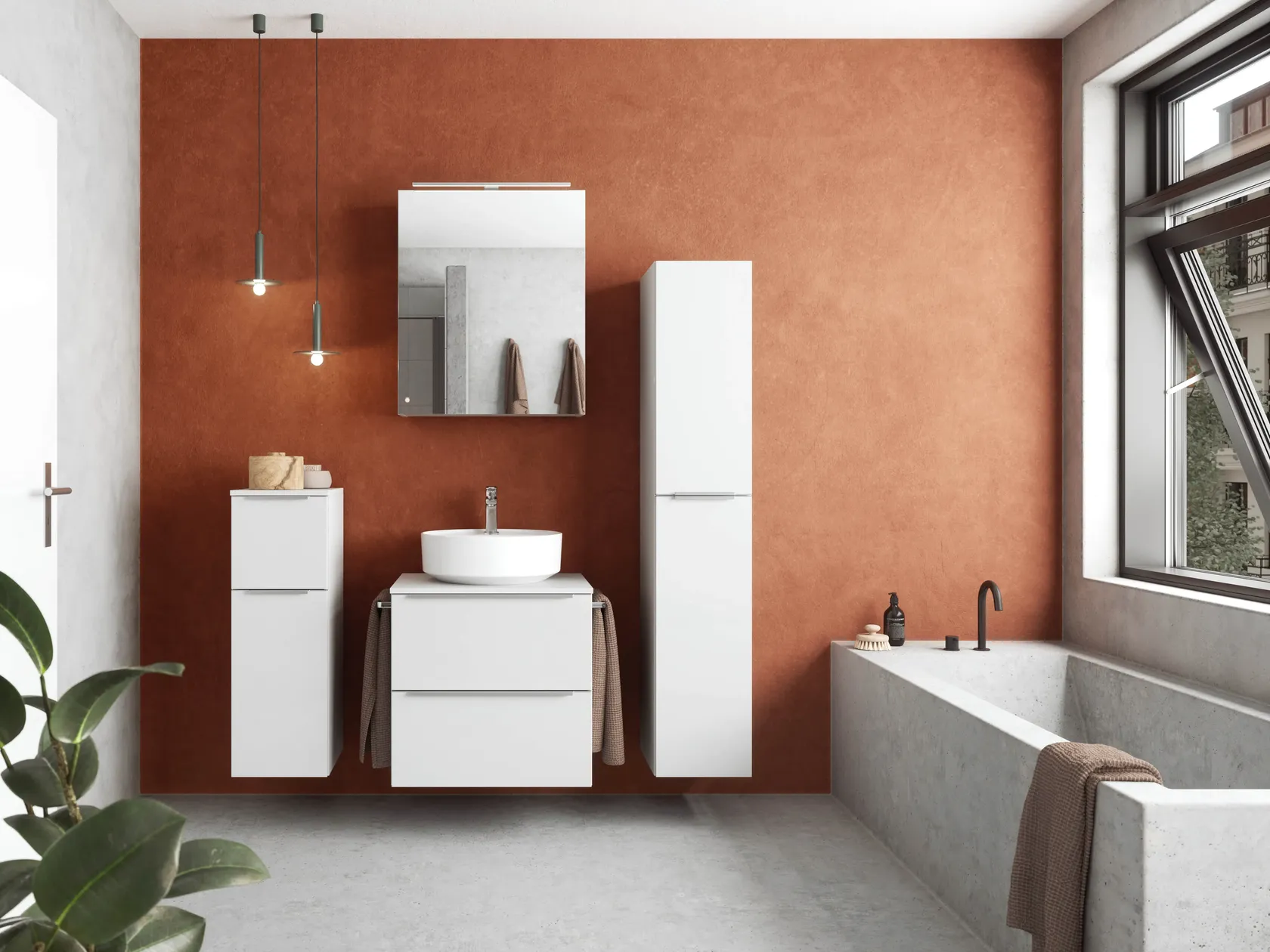 Atlas Ensemble sous vasque avec miroir et colonnes 0