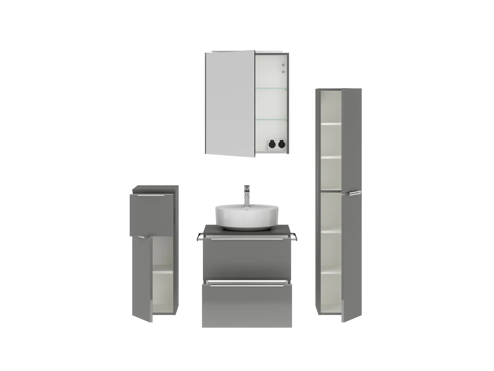 Atlas Ensemble sous vasque avec miroir et colonnes 2