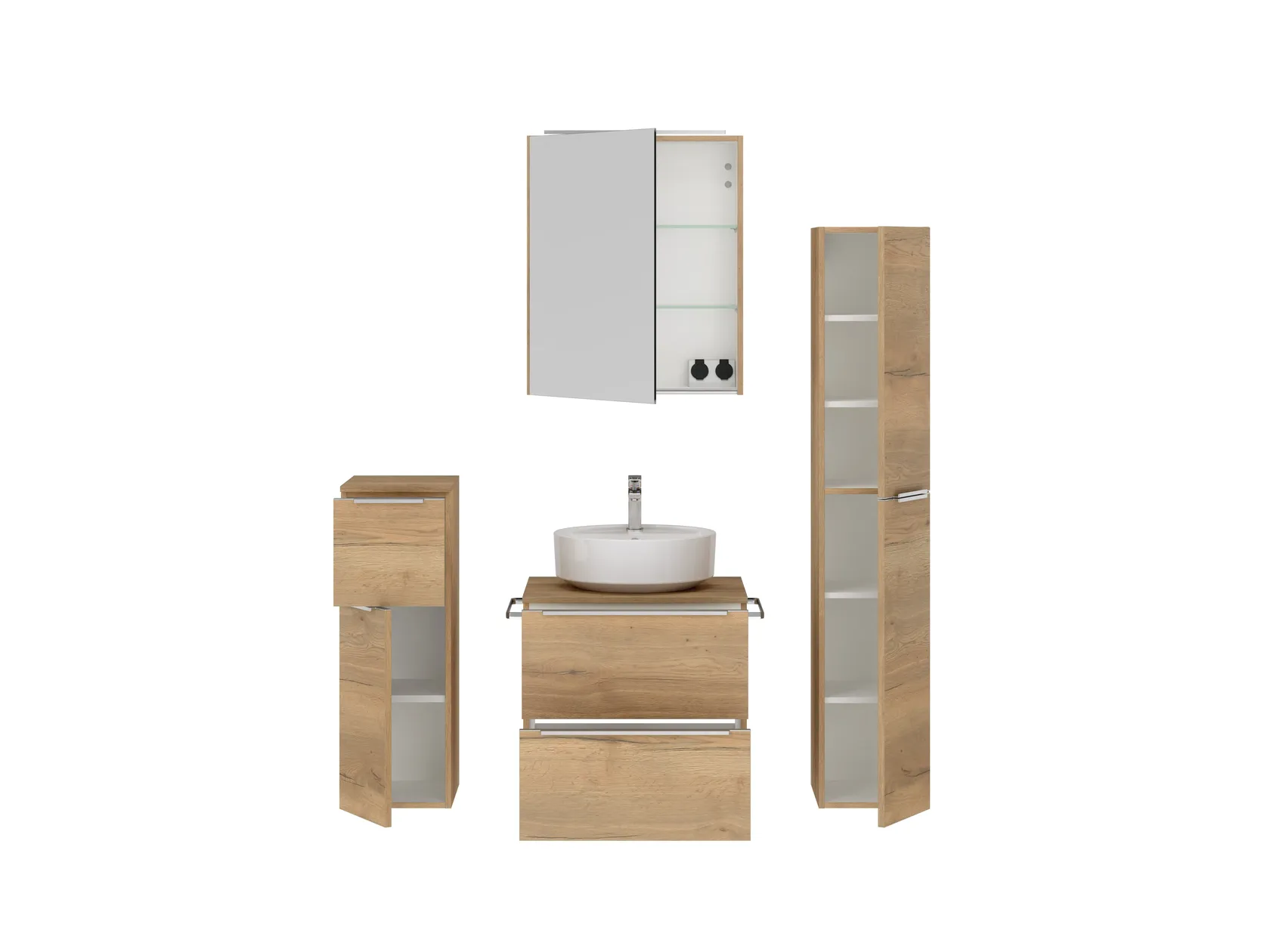 Atlas Ensemble sous vasque avec miroir et colonnes 2