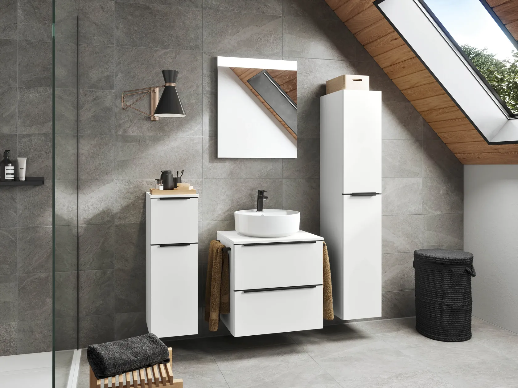 Atlas Ensemble sous vasque avec miroir et colonnes 0