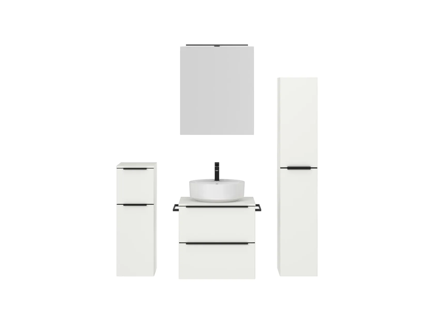 Atlas Ensemble sous vasque avec miroir et colonnes 1