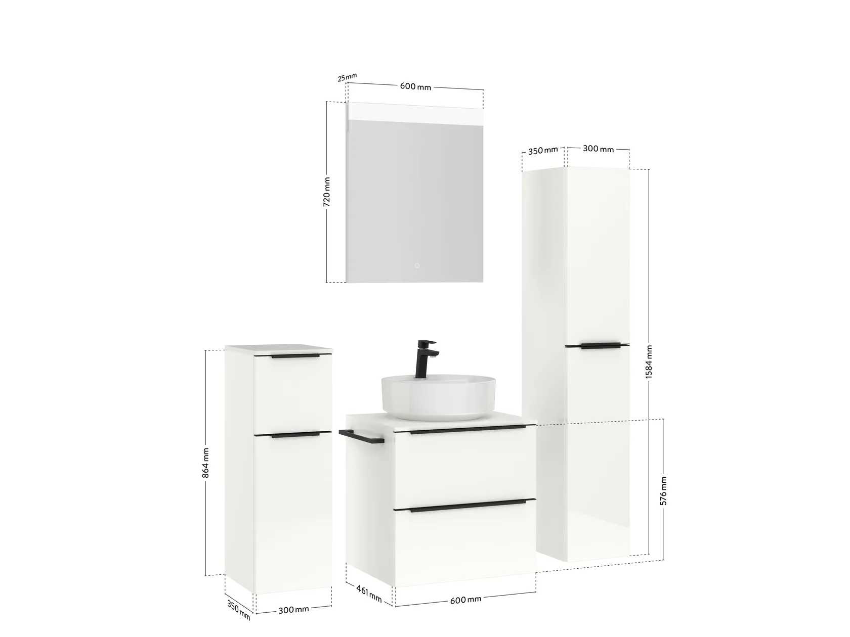 Atlas Ensemble sous vasque avec miroir et colonnes 4