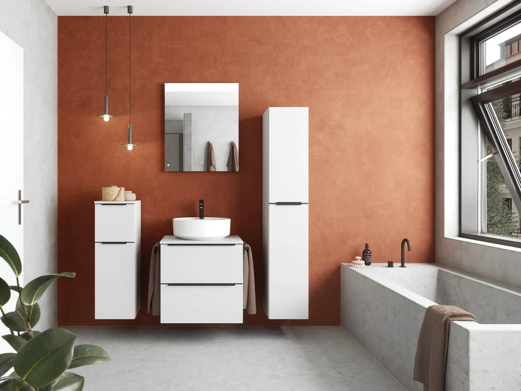 Atlas Ensemble sous vasque avec miroir et colonnes 0