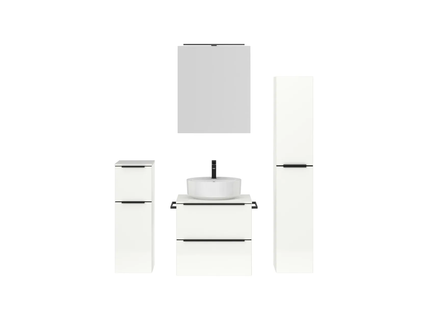 Atlas Ensemble sous vasque avec miroir et colonnes 1