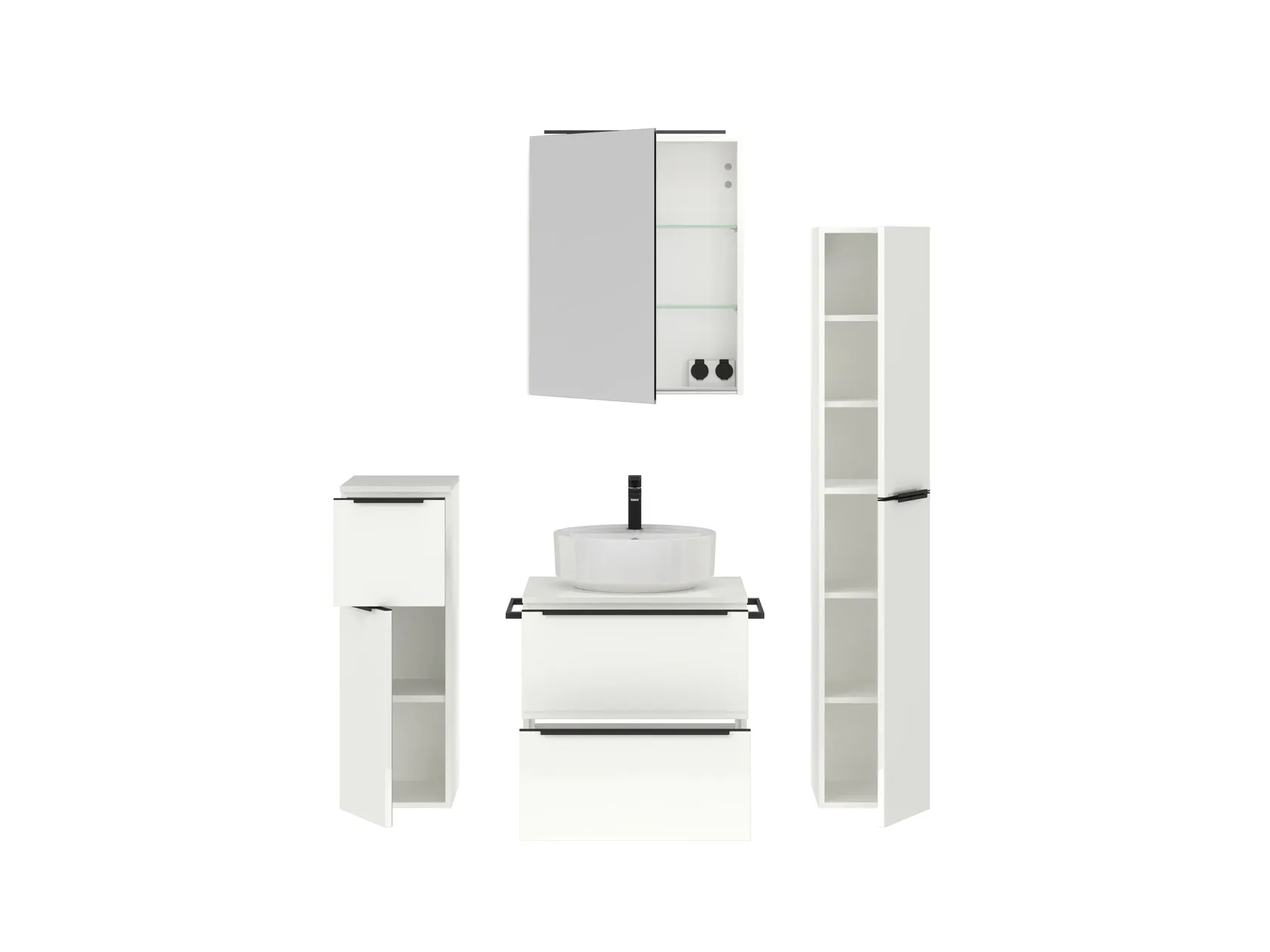 Atlas Ensemble sous vasque avec miroir et colonnes 2