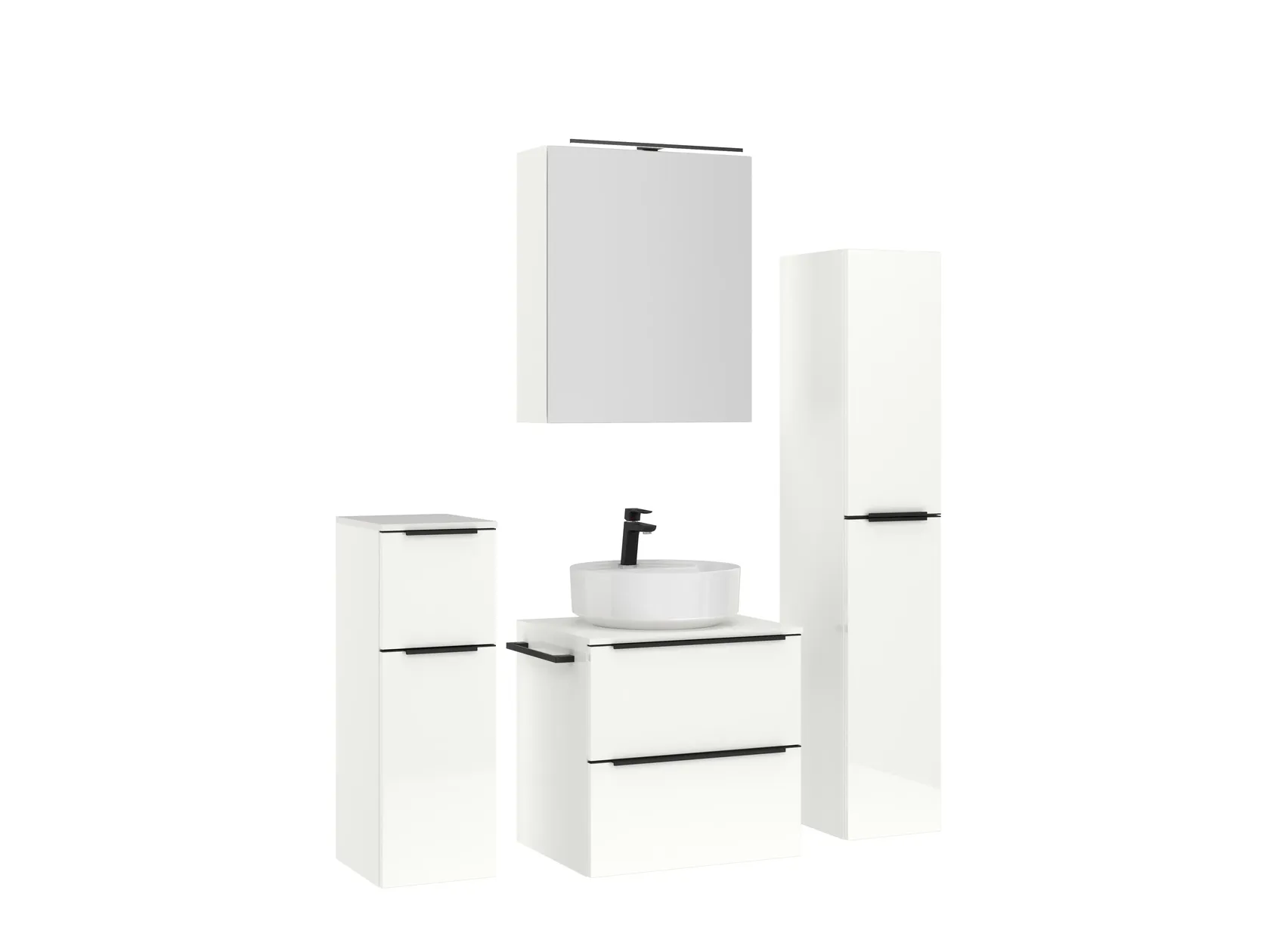 Atlas Ensemble sous vasque avec miroir et colonnes 3