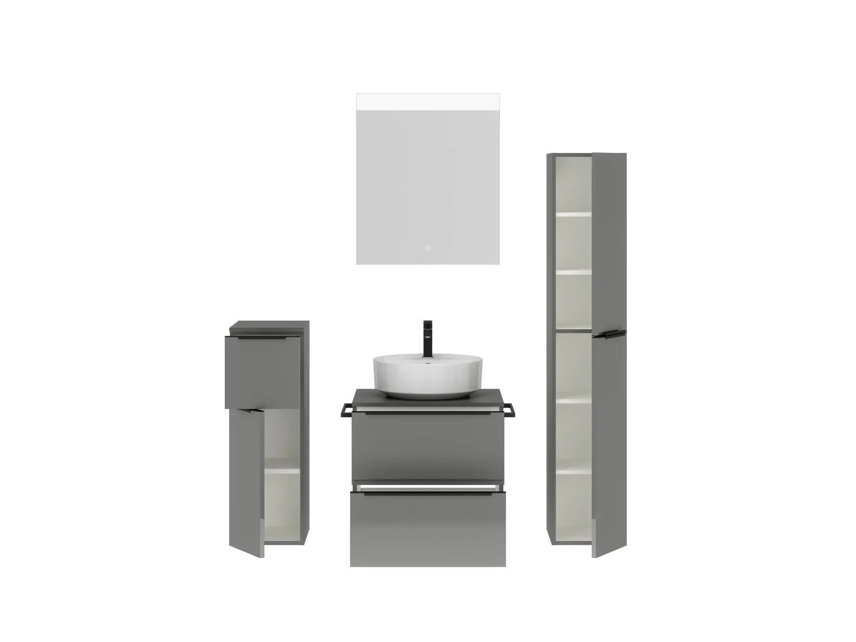 Atlas Ensemble sous vasque avec miroir et colonnes 2