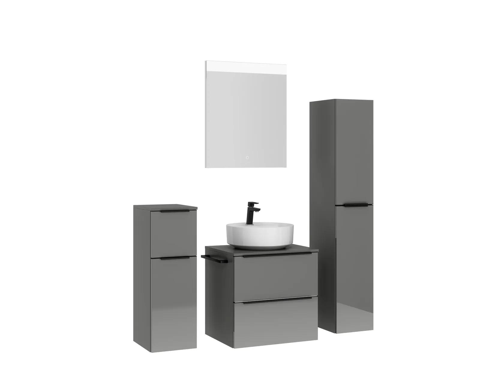 Atlas Ensemble sous vasque avec miroir et colonnes 3