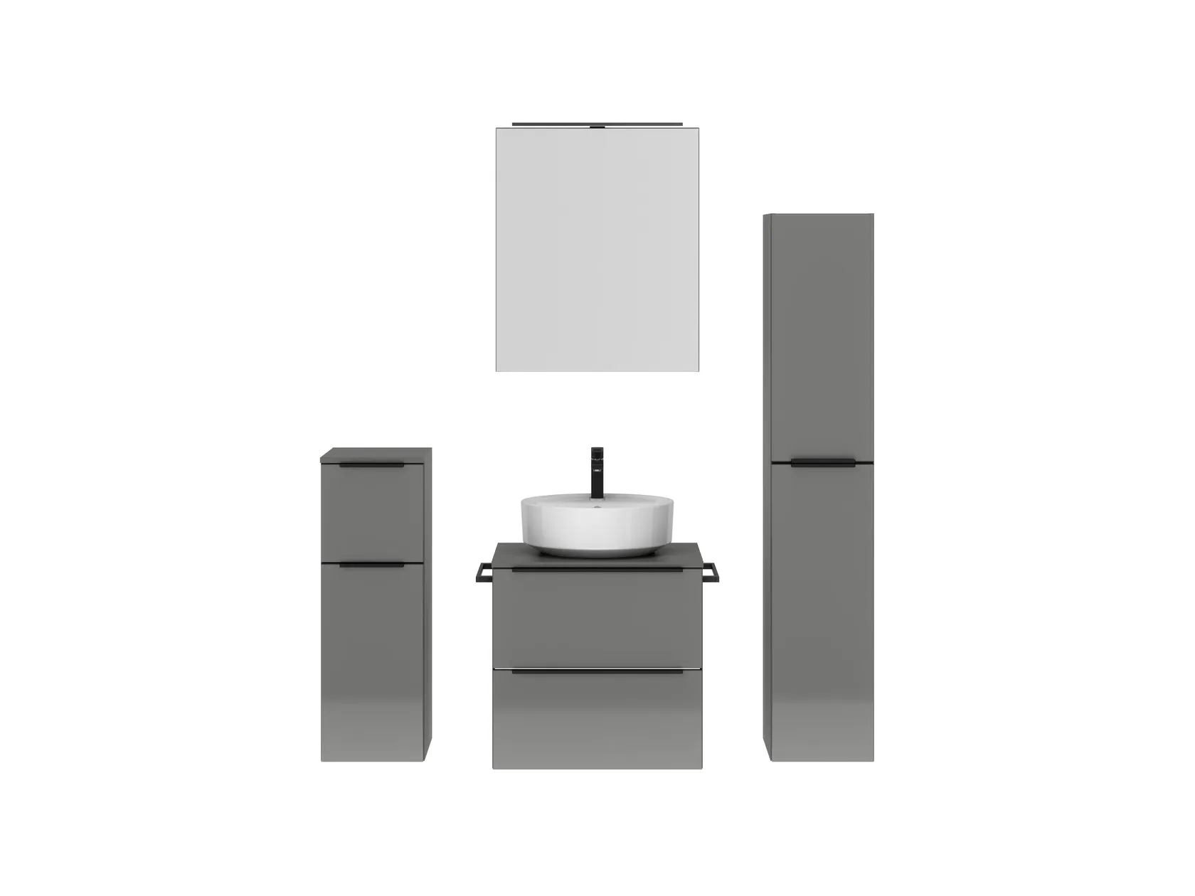 Atlas Ensemble sous vasque avec miroir et colonnes 1