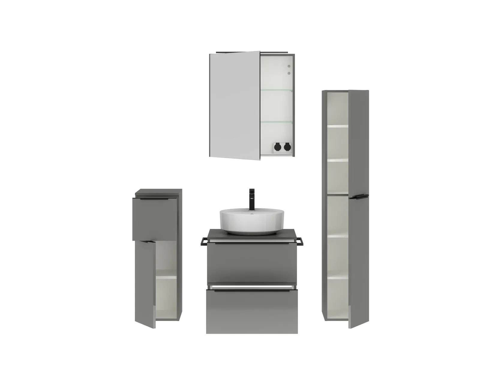 Atlas Ensemble sous vasque avec miroir et colonnes 2